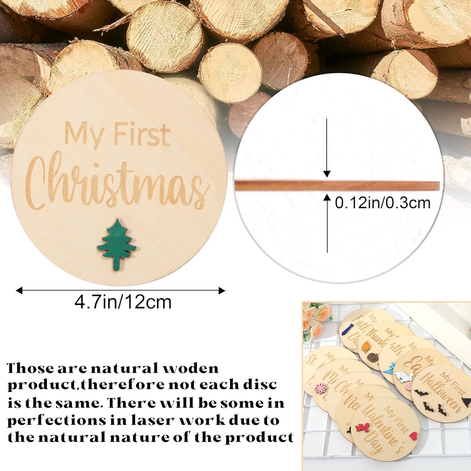 Tarjetas de Hitos de Vacaciones para Bebé - Cartel de Madera