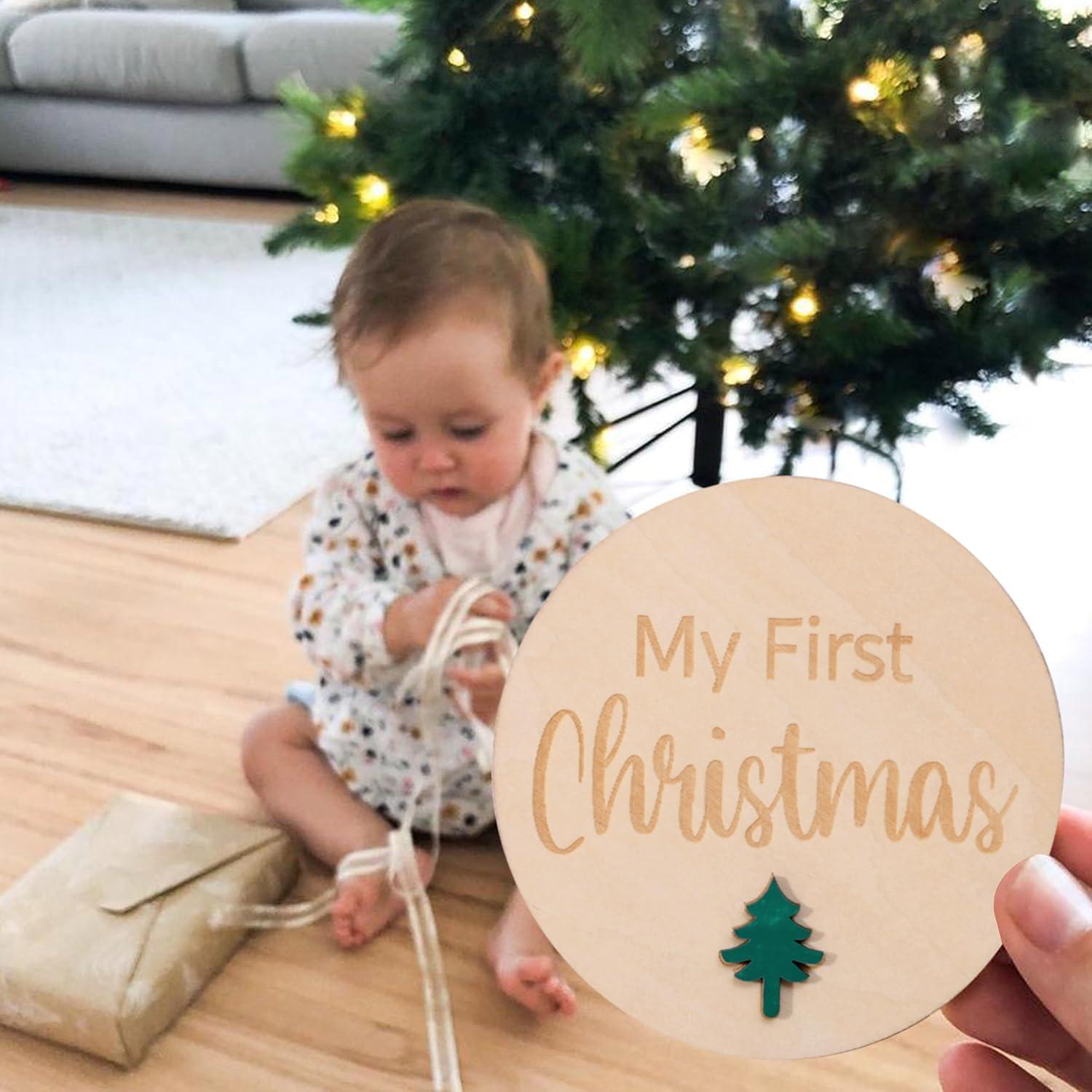 Tarjetas de Hitos de Vacaciones para Bebé - Cartel de Madera