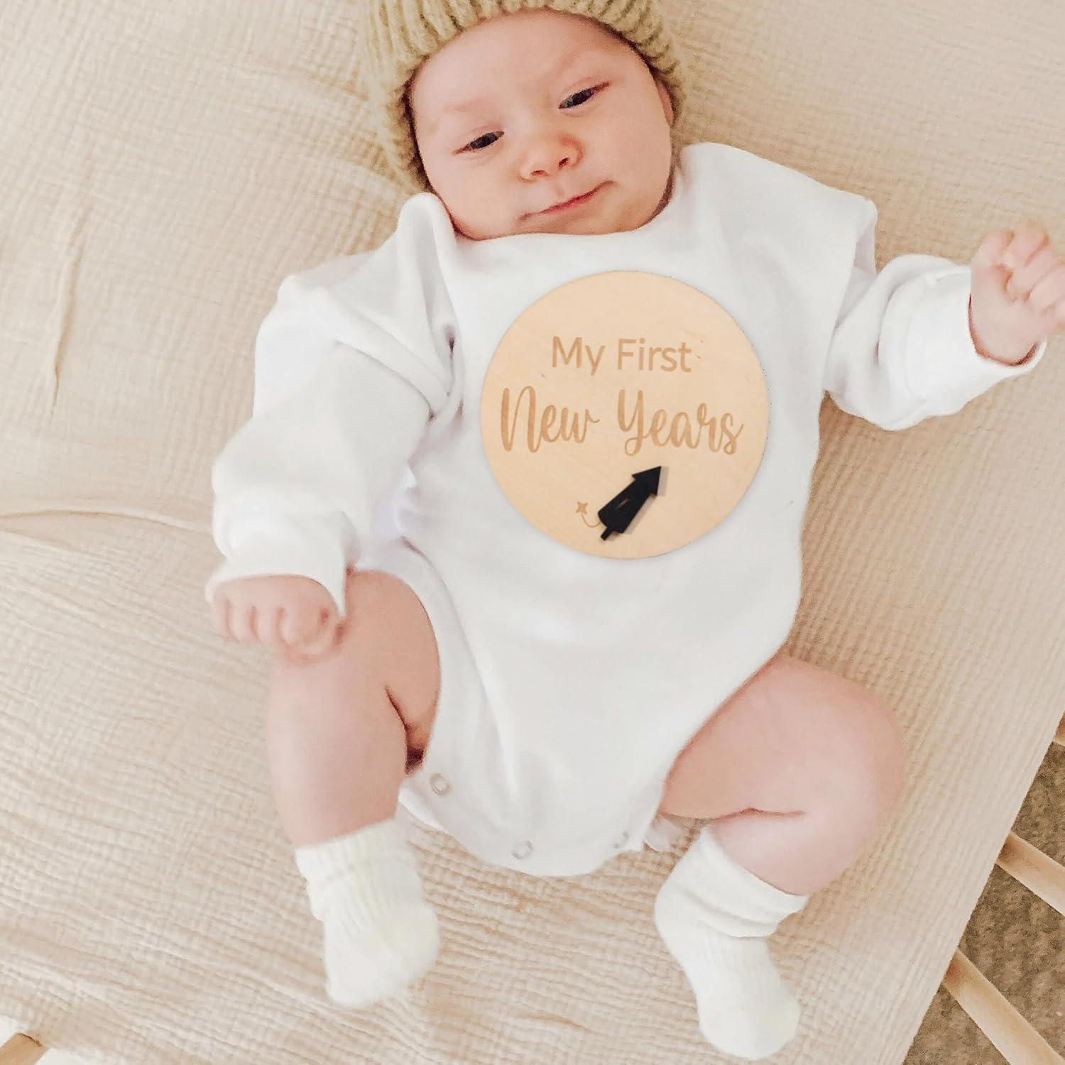 Tarjetas de Hitos de Vacaciones para Bebé - Cartel de Madera