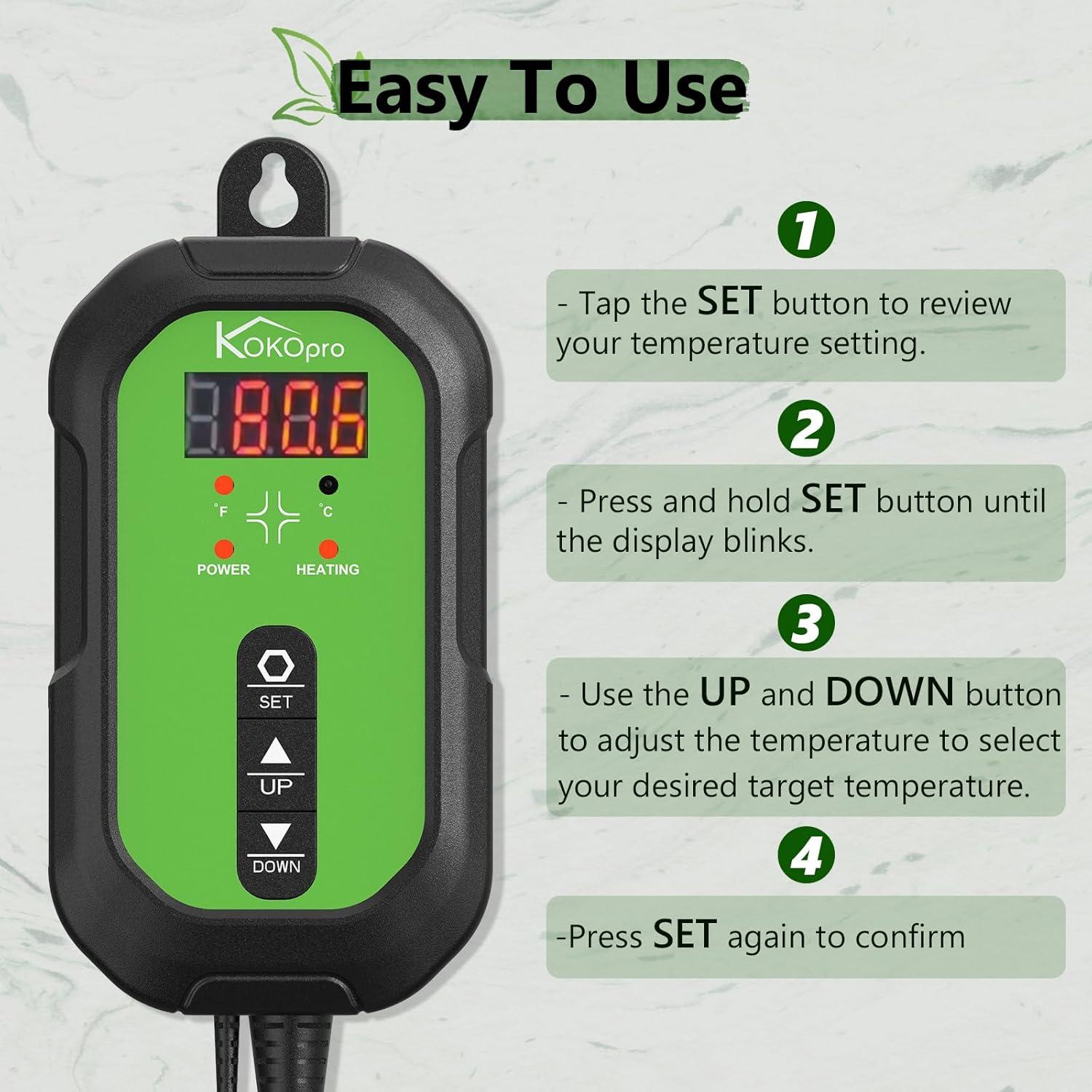 Controlador de Termostato Digital KOKOPRO para Germinación 1000W