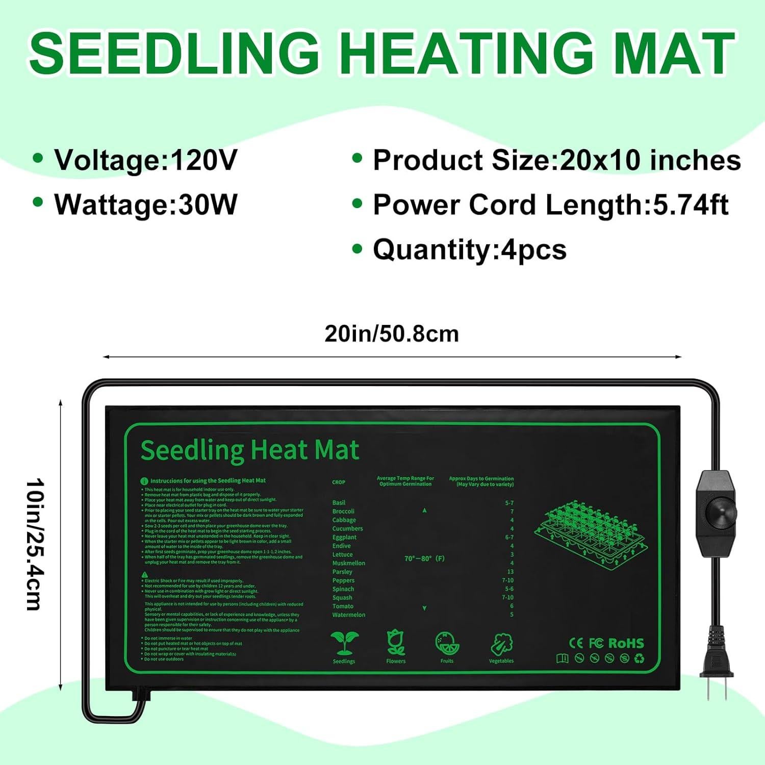 Paquete de 4 Almohadillas Térmicas Ganeen 25.4x50.8cm Ajustables