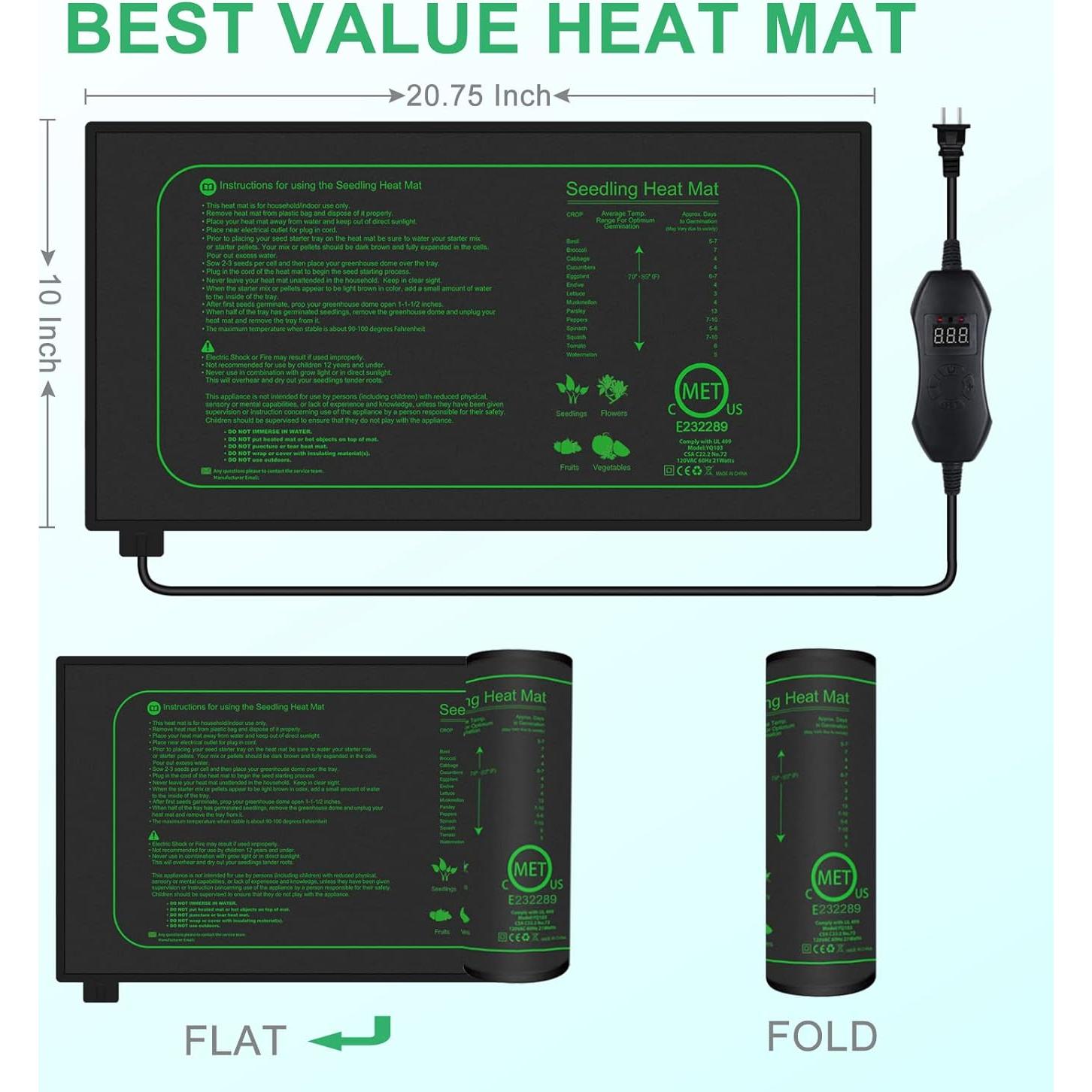 Alfombrilla Térmica para Plántulas TopLED 25.4x52.7cm IP67