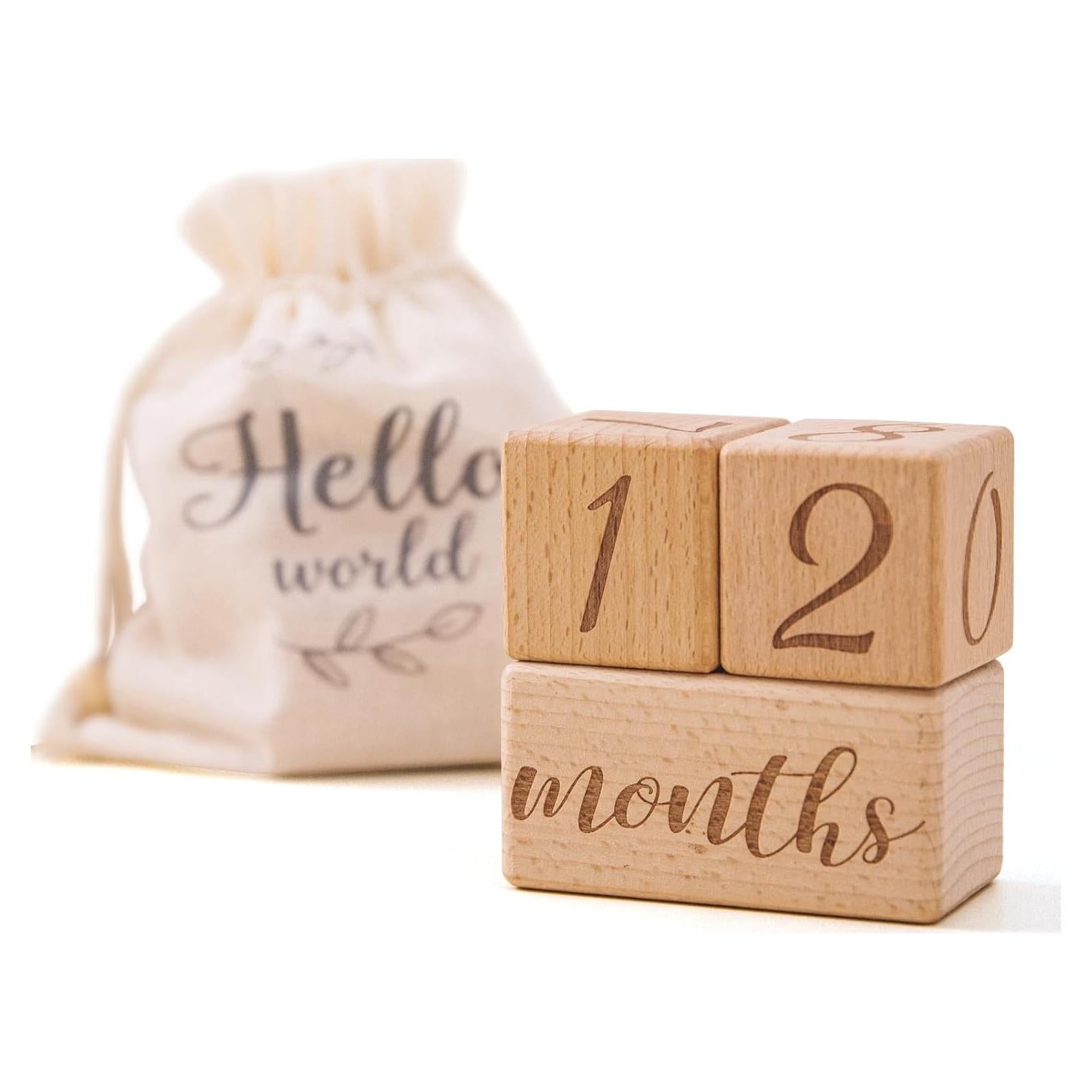 Juego de bloques de hitos mensuales para bebés 3 PCS madera