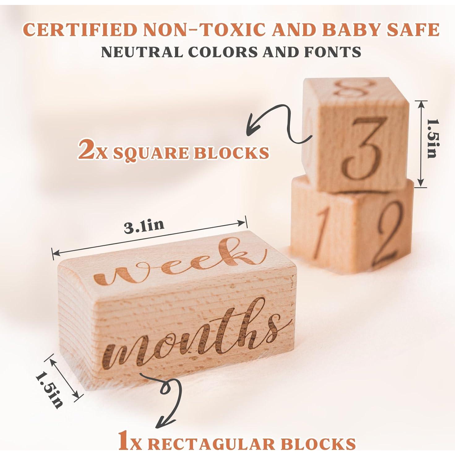 Juego de bloques de hitos mensuales para bebés 3 PCS madera