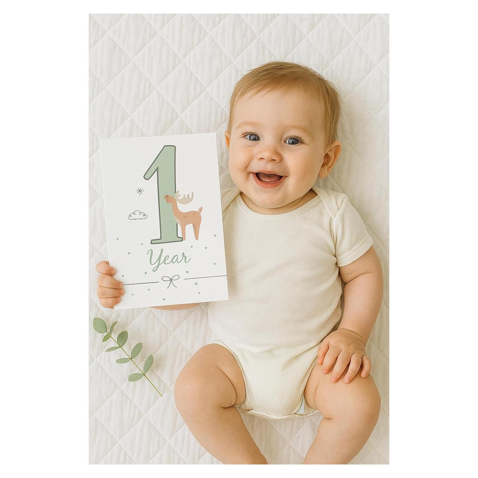 Set de 12 Tarjetas de Hitos del Primer Año del Bebé - Studio Mist Design - Colores Pastel