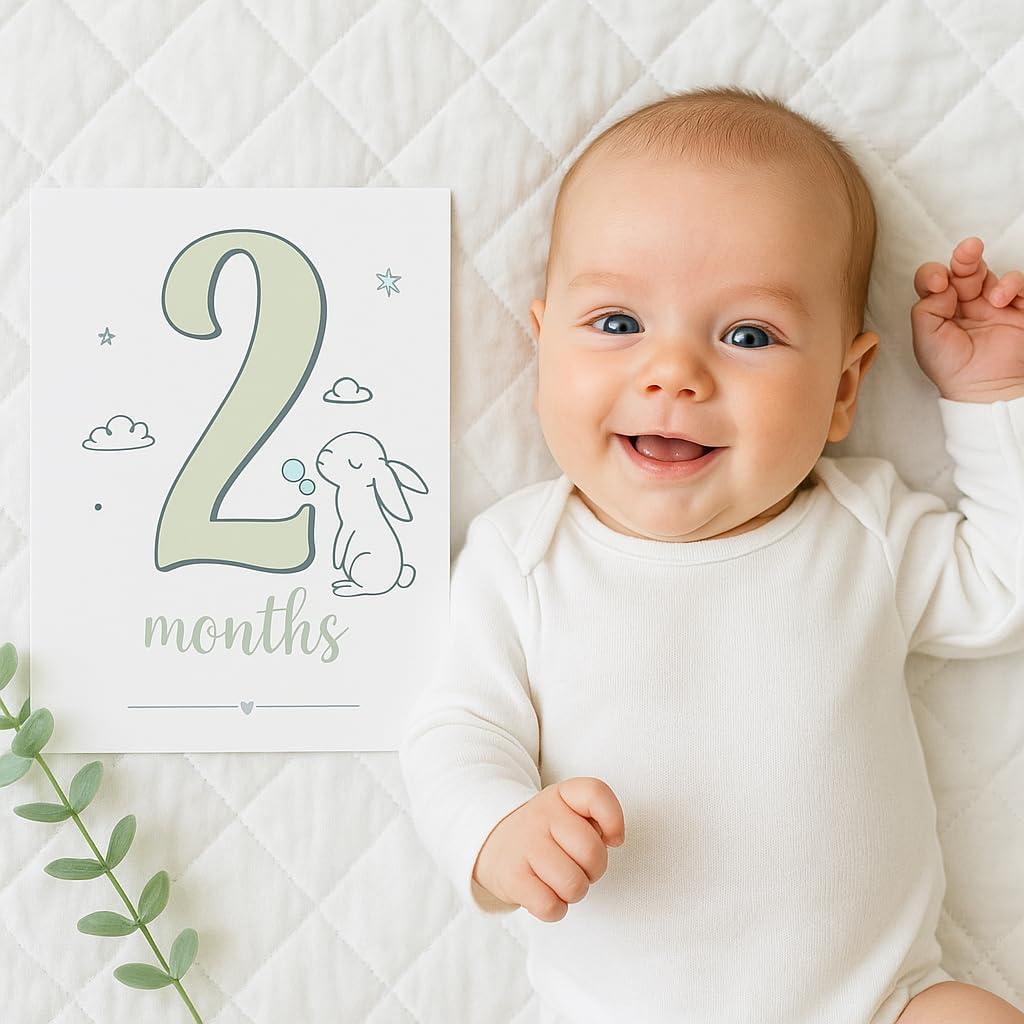 Set de 12 Tarjetas de Hitos del Primer Año del Bebé - Studio Mist Design - Colores Pastel