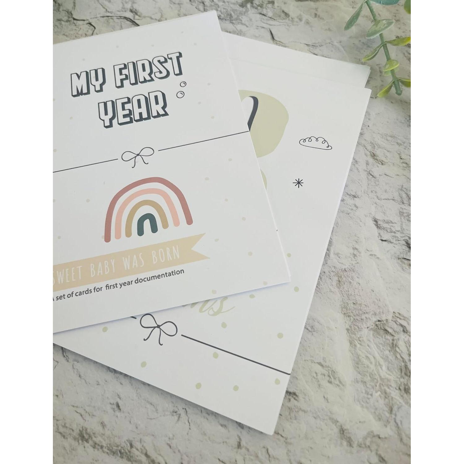 Set de 12 Tarjetas de Hitos del Primer Año del Bebé - Studio Mist Design - Colores Pastel