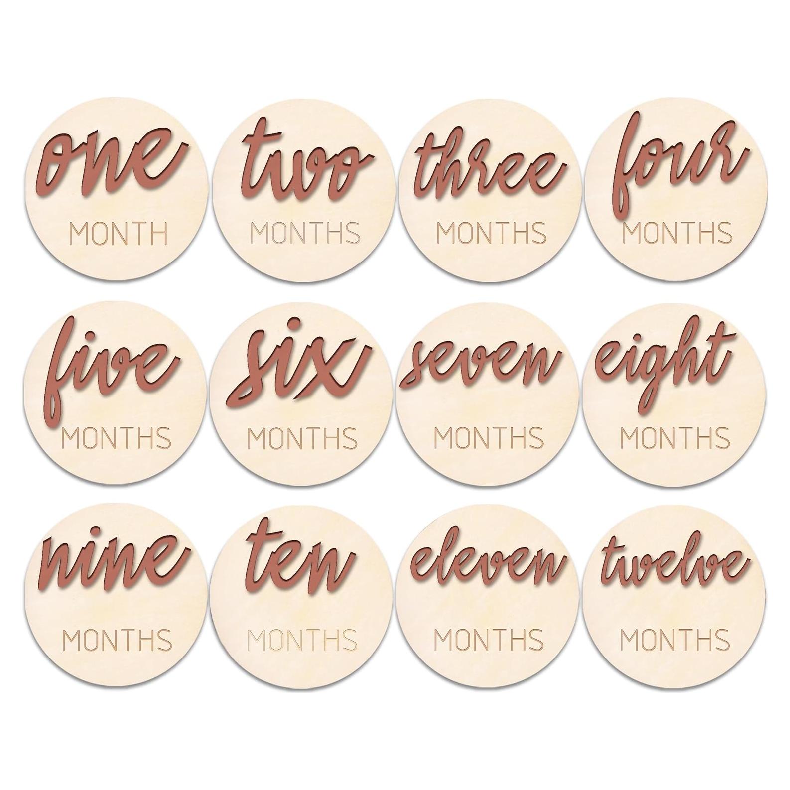 Discos de Hito Mensual de Madera 3D para Bebé - 6 Piezas Rosa