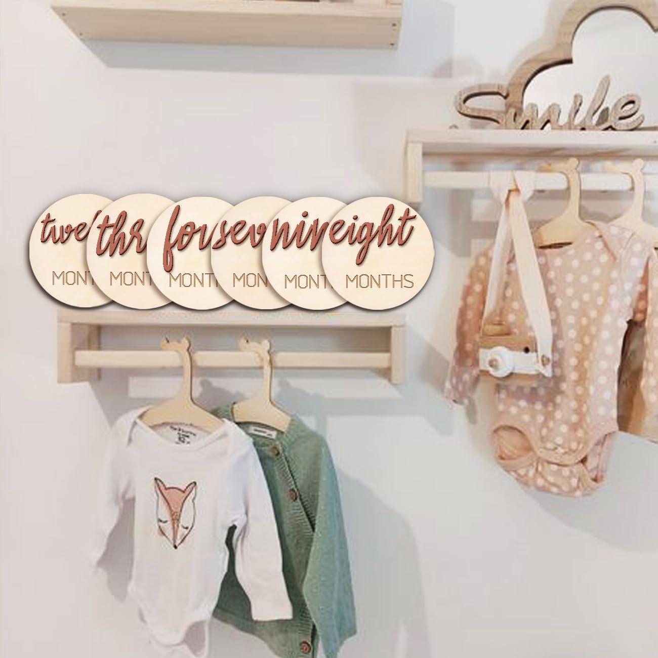 Discos de Hito Mensual de Madera 3D para Bebé - 6 Piezas Rosa