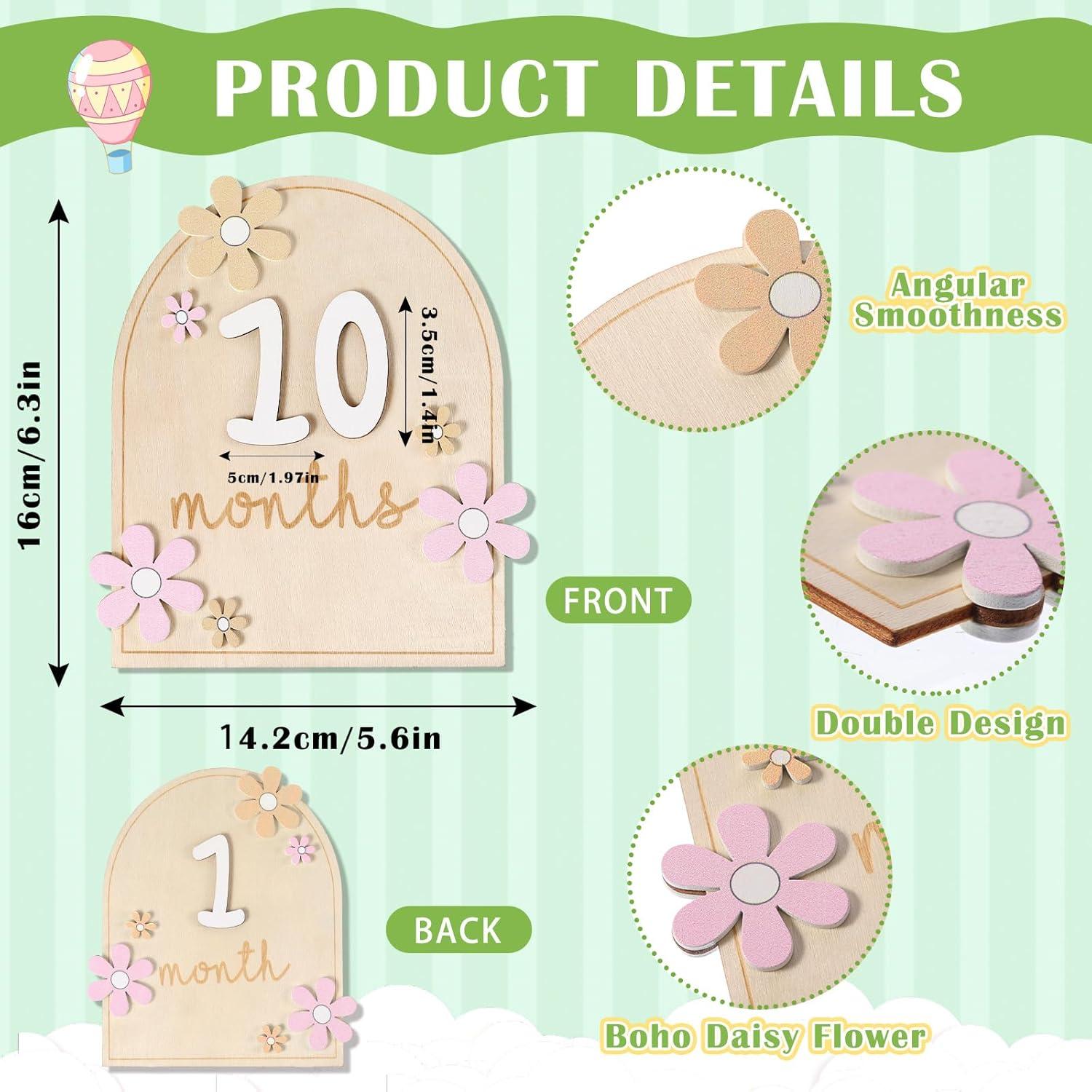 Tarjetas de Hitos Mensuales para Bebés Beeveer - Madera Bohemia