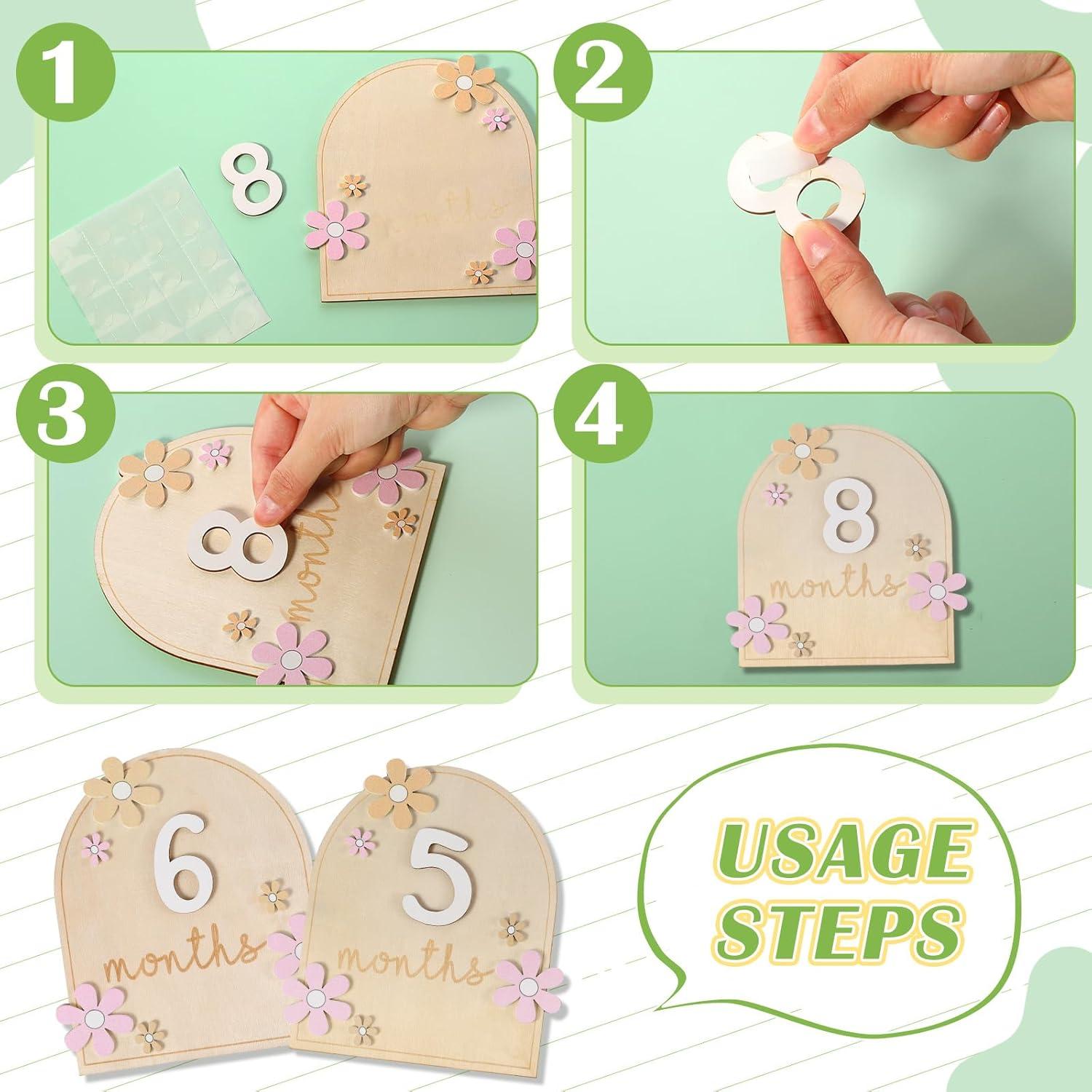 Tarjetas de Hitos Mensuales para Bebés Beeveer - Madera Bohemia