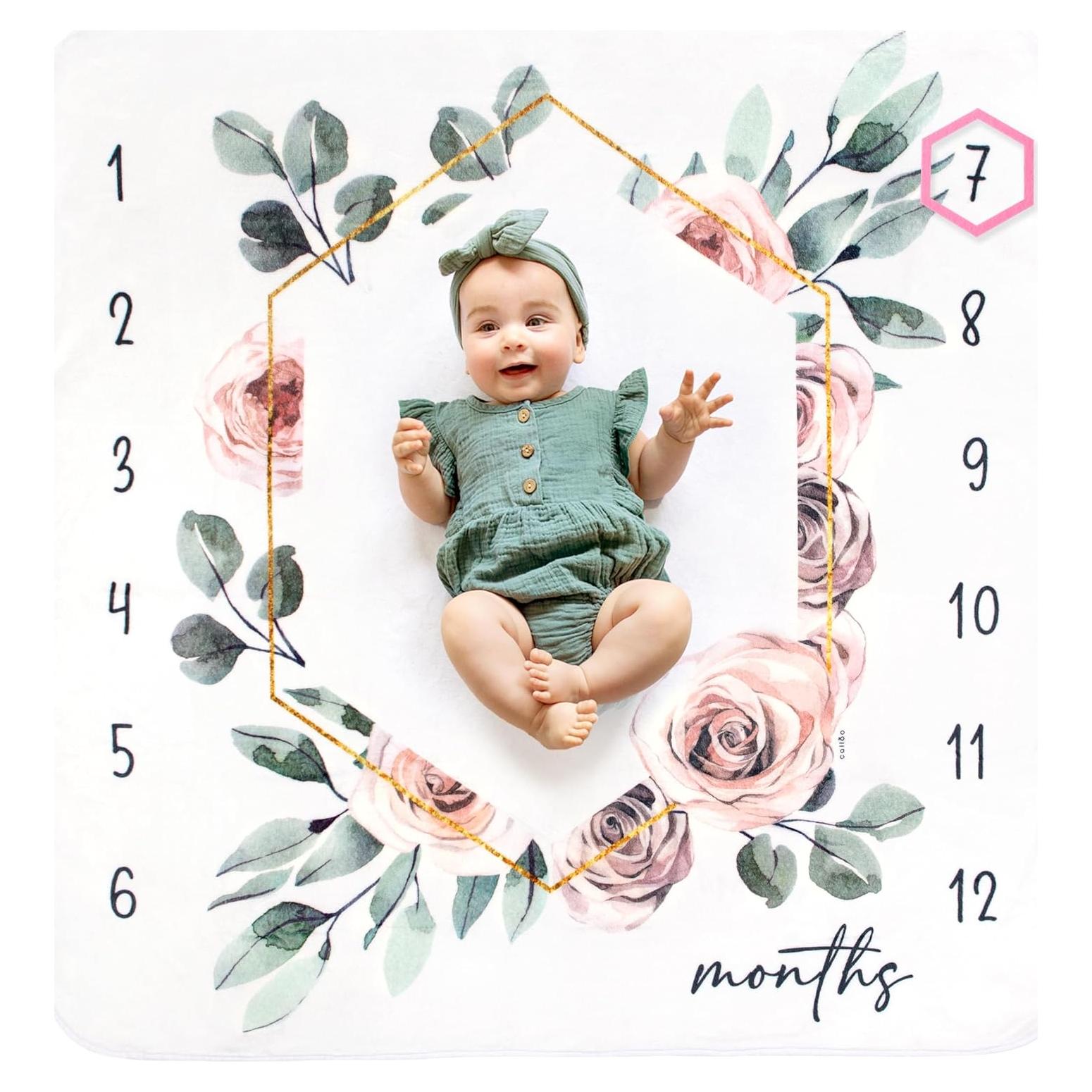 Manta de Hitos Mensuales para Bebés Calloo Floral 116.84cm