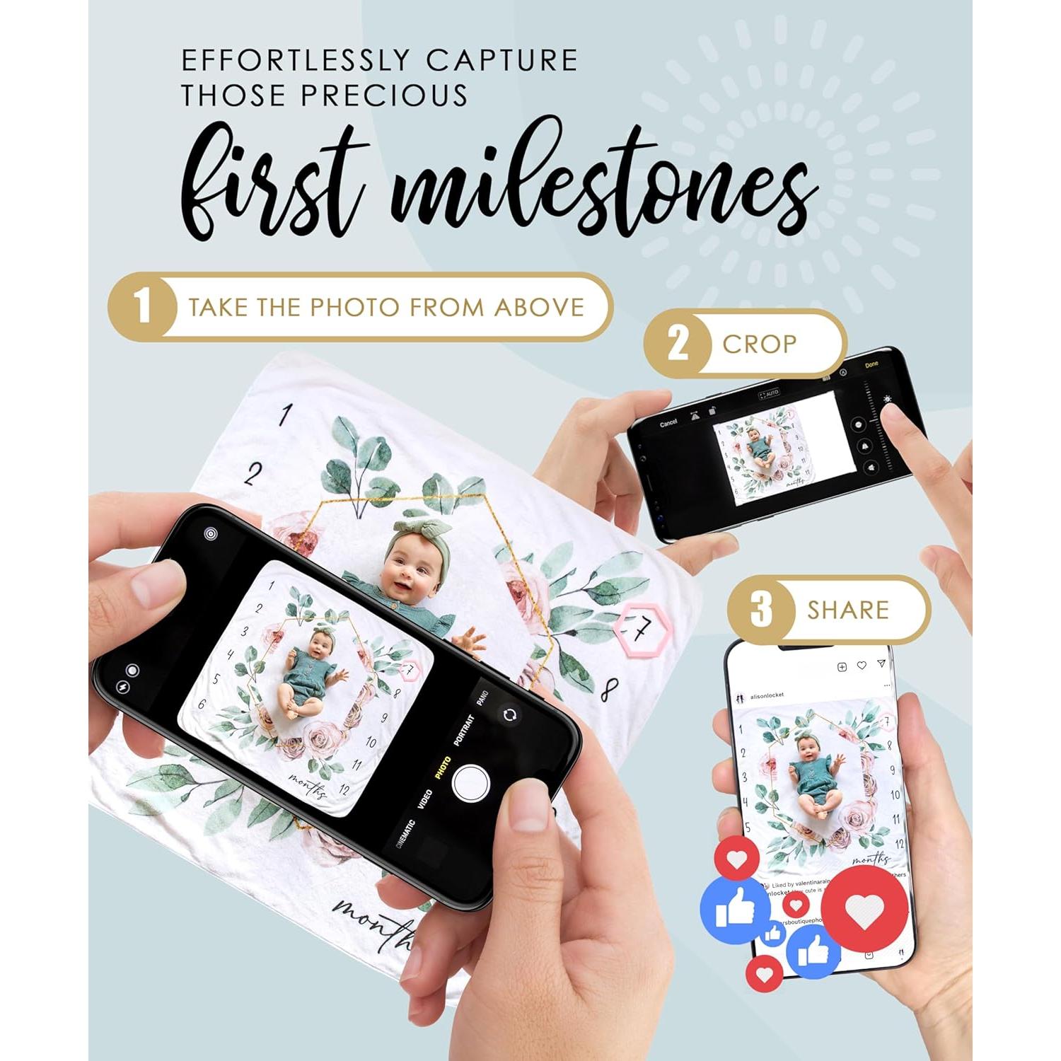 Manta de Hitos Mensuales para Bebés Calloo Floral 116.84cm