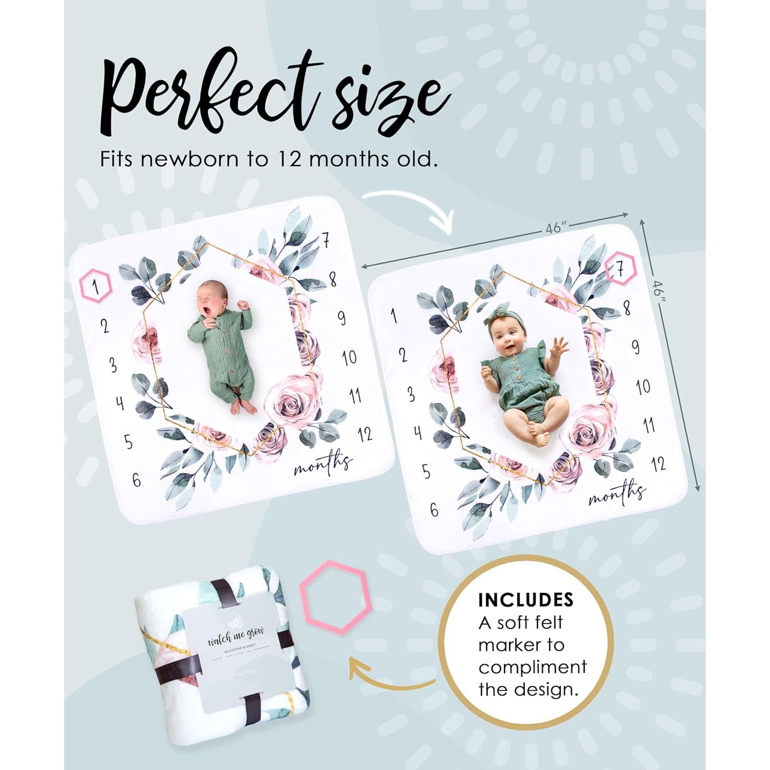 Manta de Hitos Mensuales para Bebés Calloo Floral 116.84cm