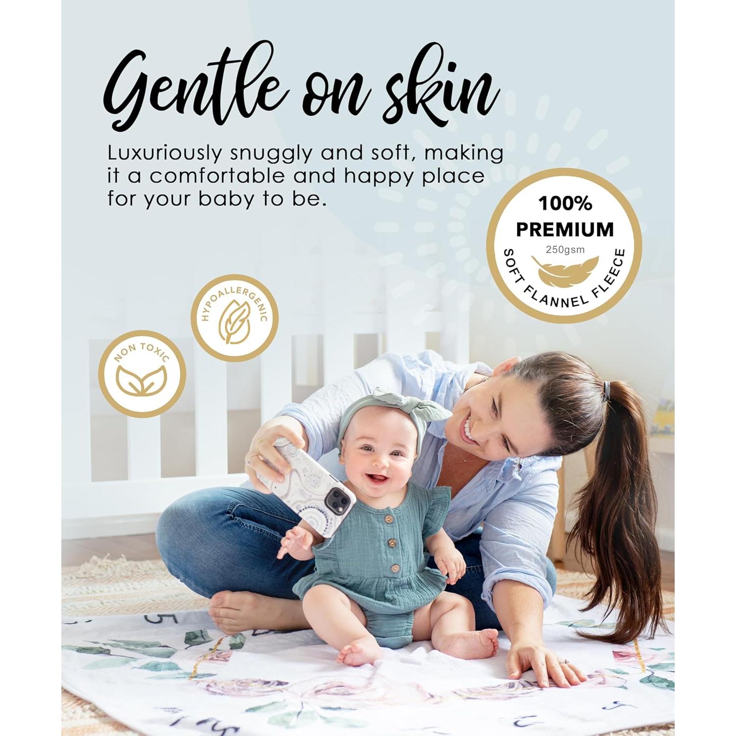 Manta de Hitos Mensuales para Bebés Calloo Floral 116.84cm