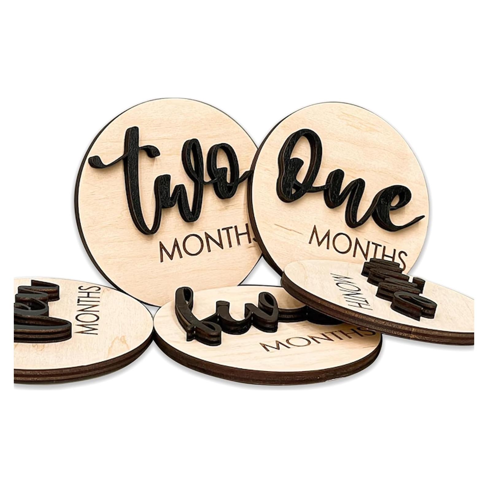 Discos de Hito Mensual de Madera OENIZI - 12 Meses Bebé