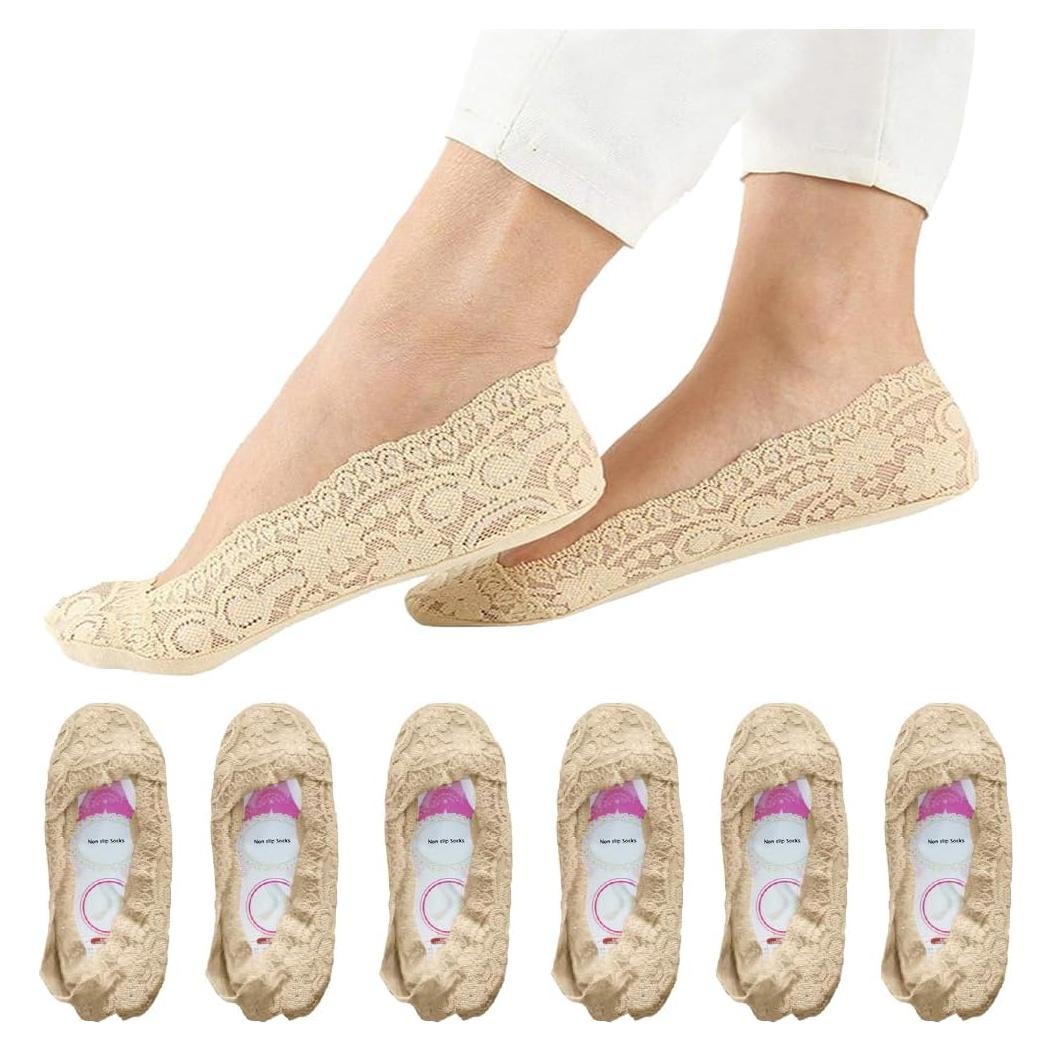 6 Pares de Calcetines Liner Antideslizantes SNUG STAR - Talla Única