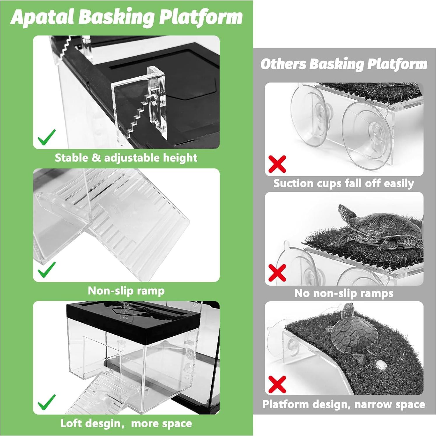 Plataforma de Sol para Tortugas Apatal 20x14x14cm Ajustable