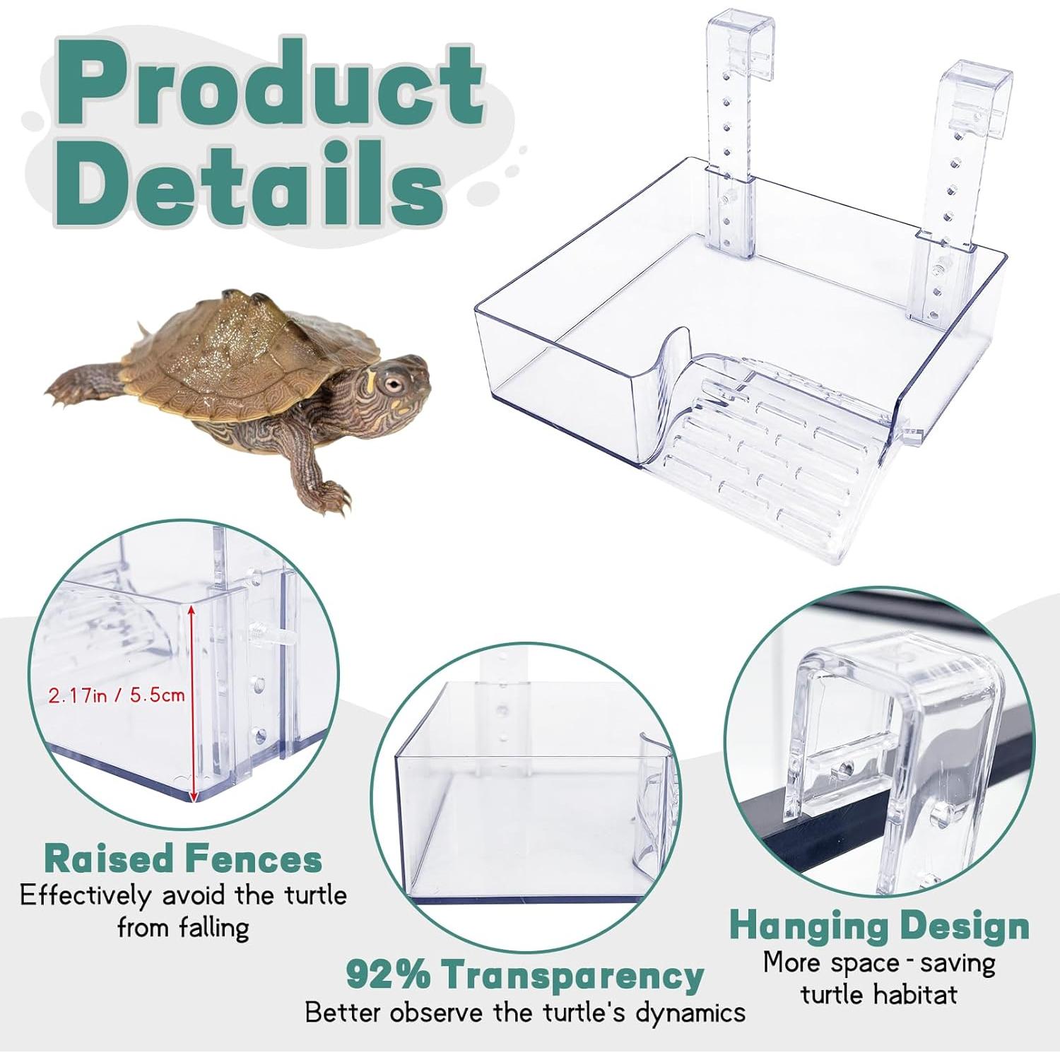 Plataforma de Sol para Tortugas PINVNBY Mediana Acrílico Transparente