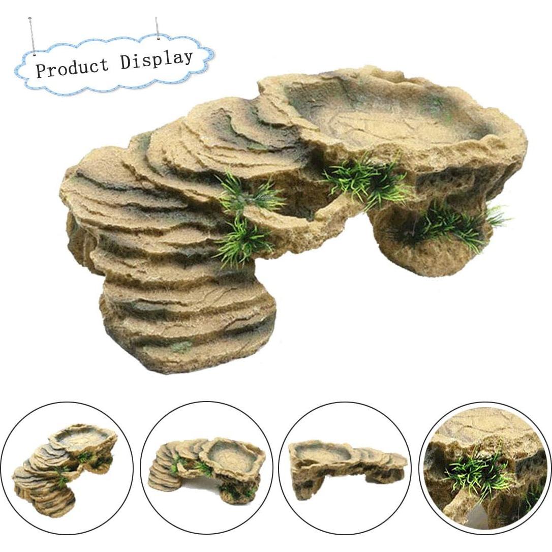 Plataforma de Sol para Tortugas PINVNBY - Roca de Resina 27.5x15.5 cm