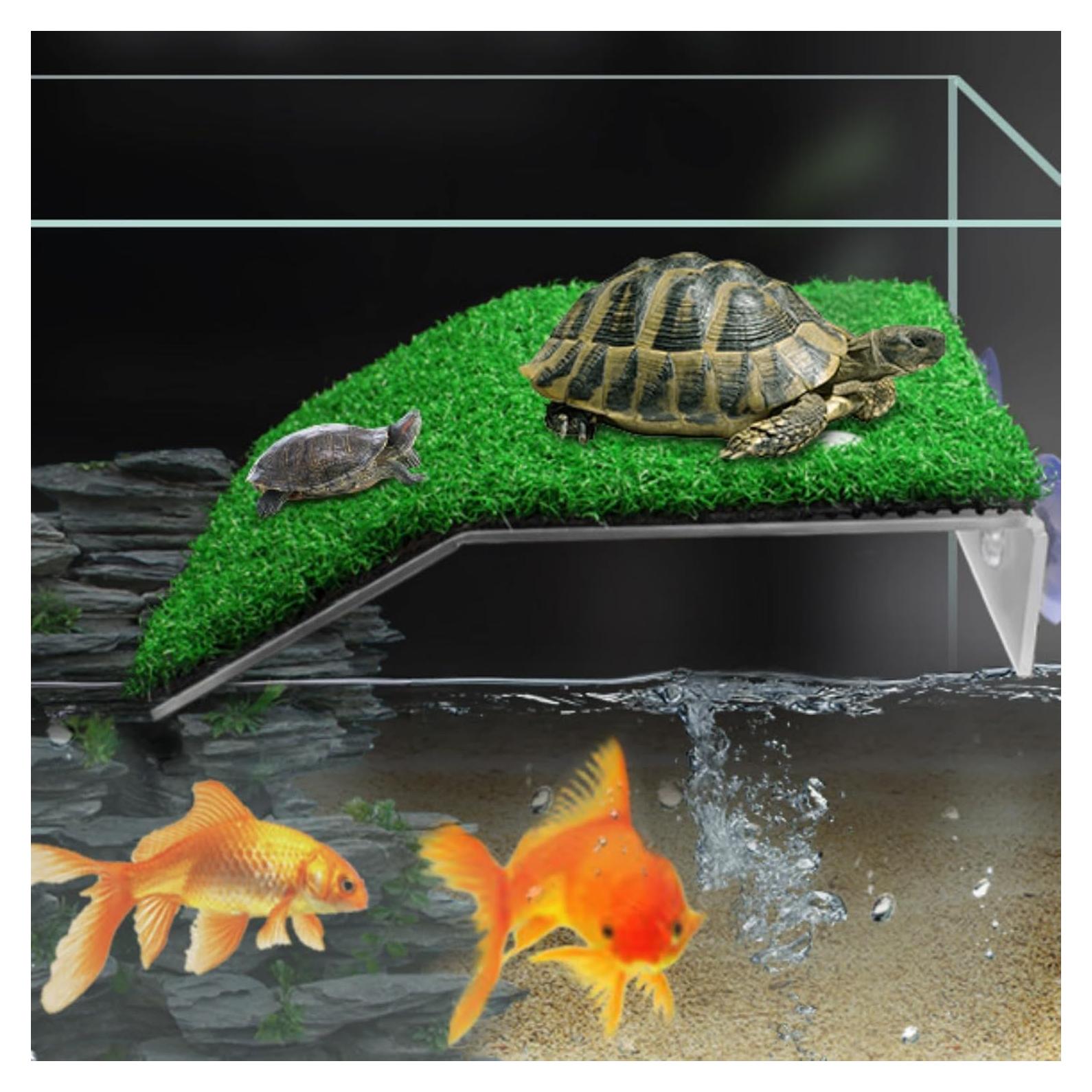 Plataforma de Sol para Tortugas Mipukbay 20x17cm Césped Simulado