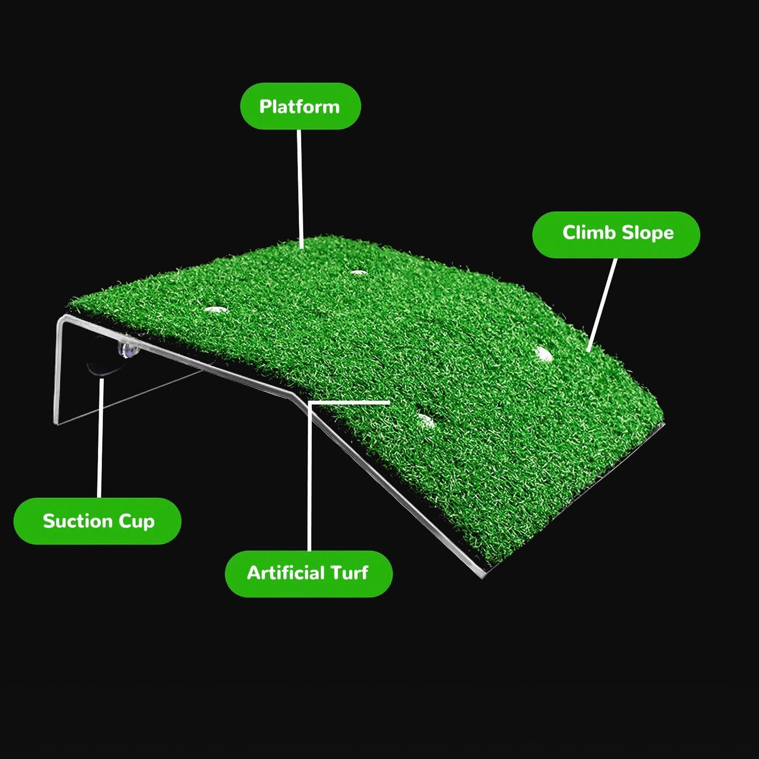 Plataforma de Sol para Tortugas Mipukbay 20x17cm Césped Simulado