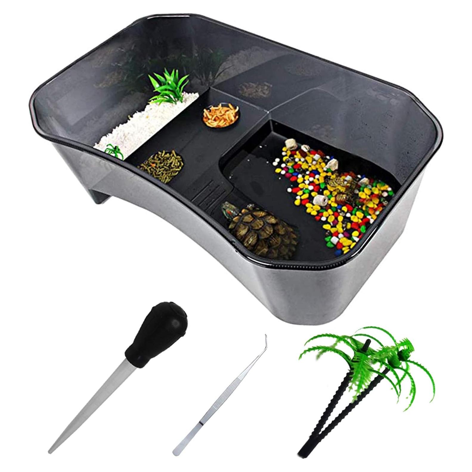 Tanque para Tortugas PINVNBY 40x23x13 cm, Plástico Seguro y Duradero