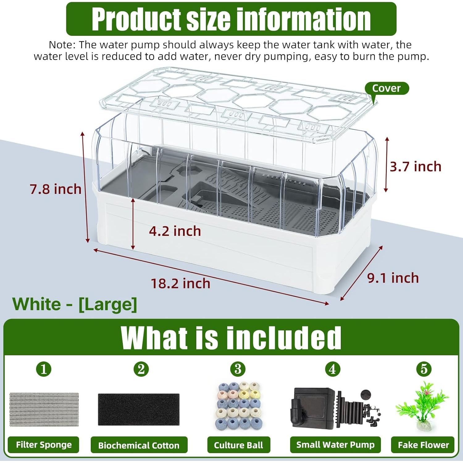Acuario para Tortugas BINANO 46.2x23.1x19.8 cm con Filtro