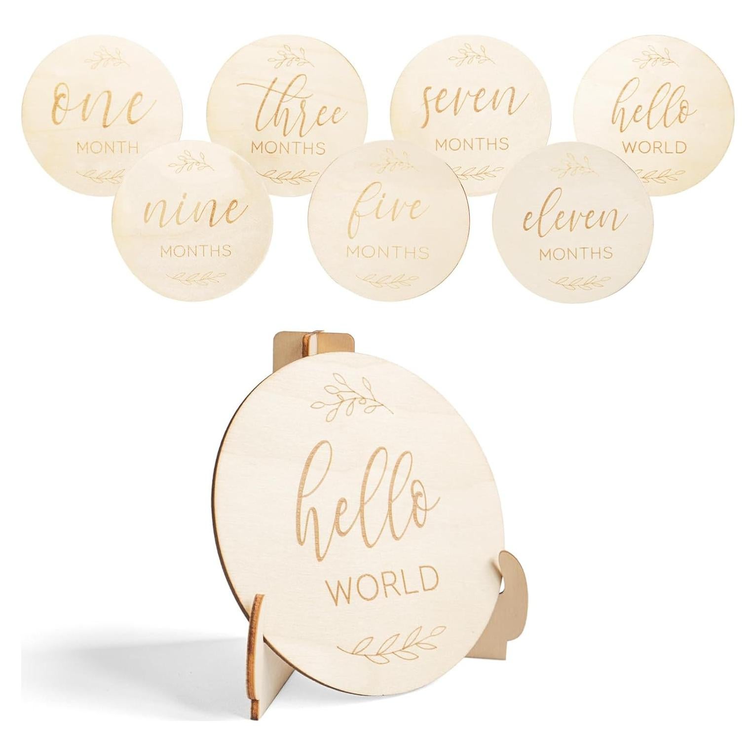 7 Hitos Mensuales de Madera para Bebé - Regalos Personalizados