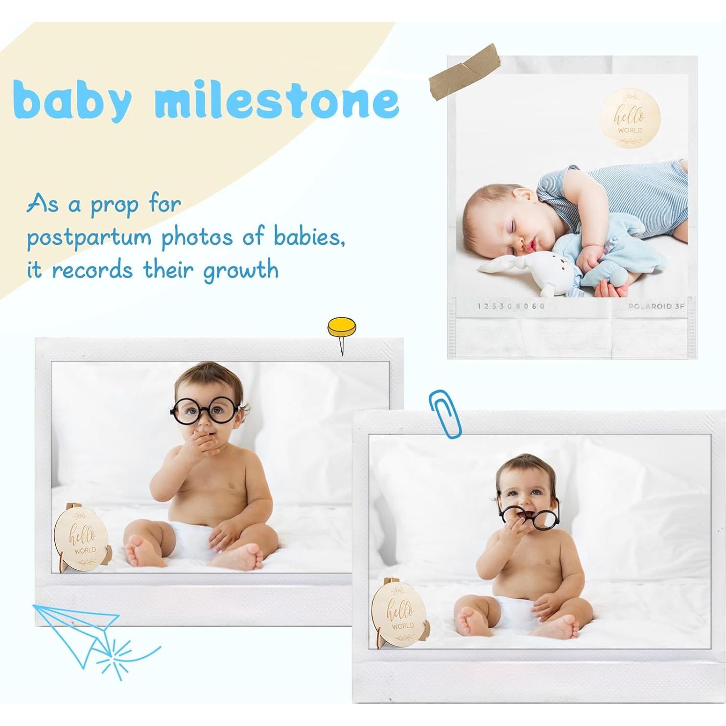 7 Hitos Mensuales de Madera para Bebé - Regalos Personalizados