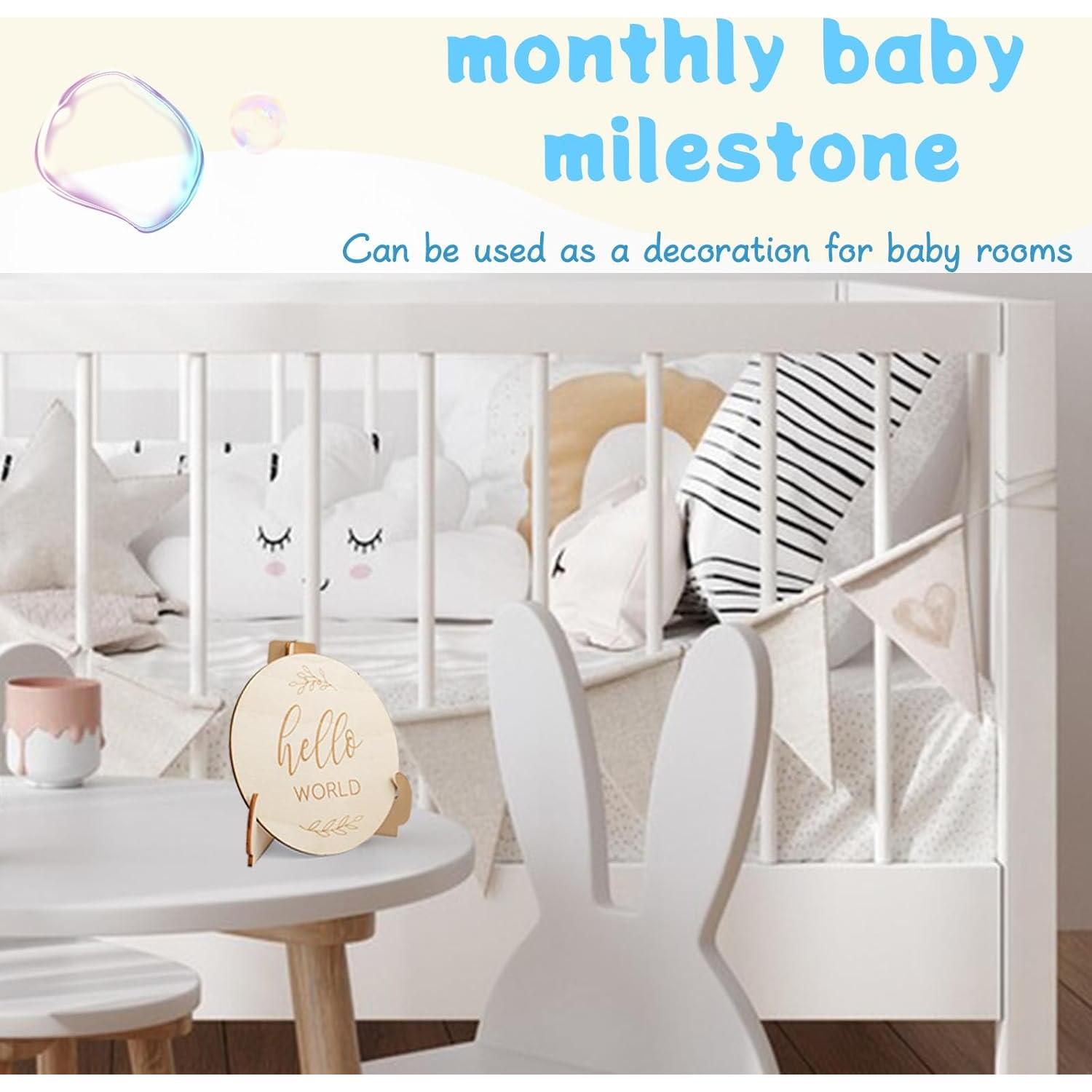 7 Hitos Mensuales de Madera para Bebé - Regalos Personalizados