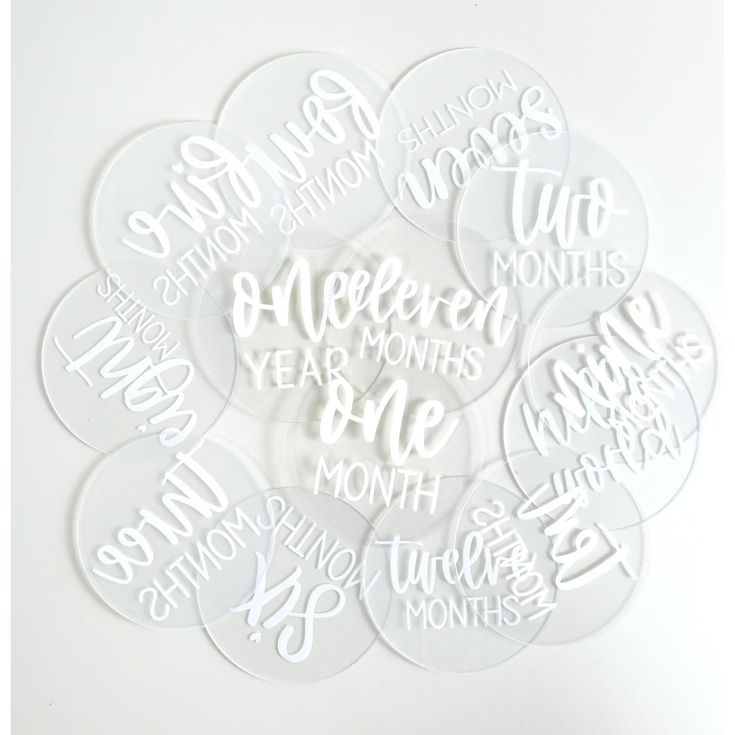 Discos de Hitos Mensuales Acrílico JINMURY 13 PCS 10.16 cm