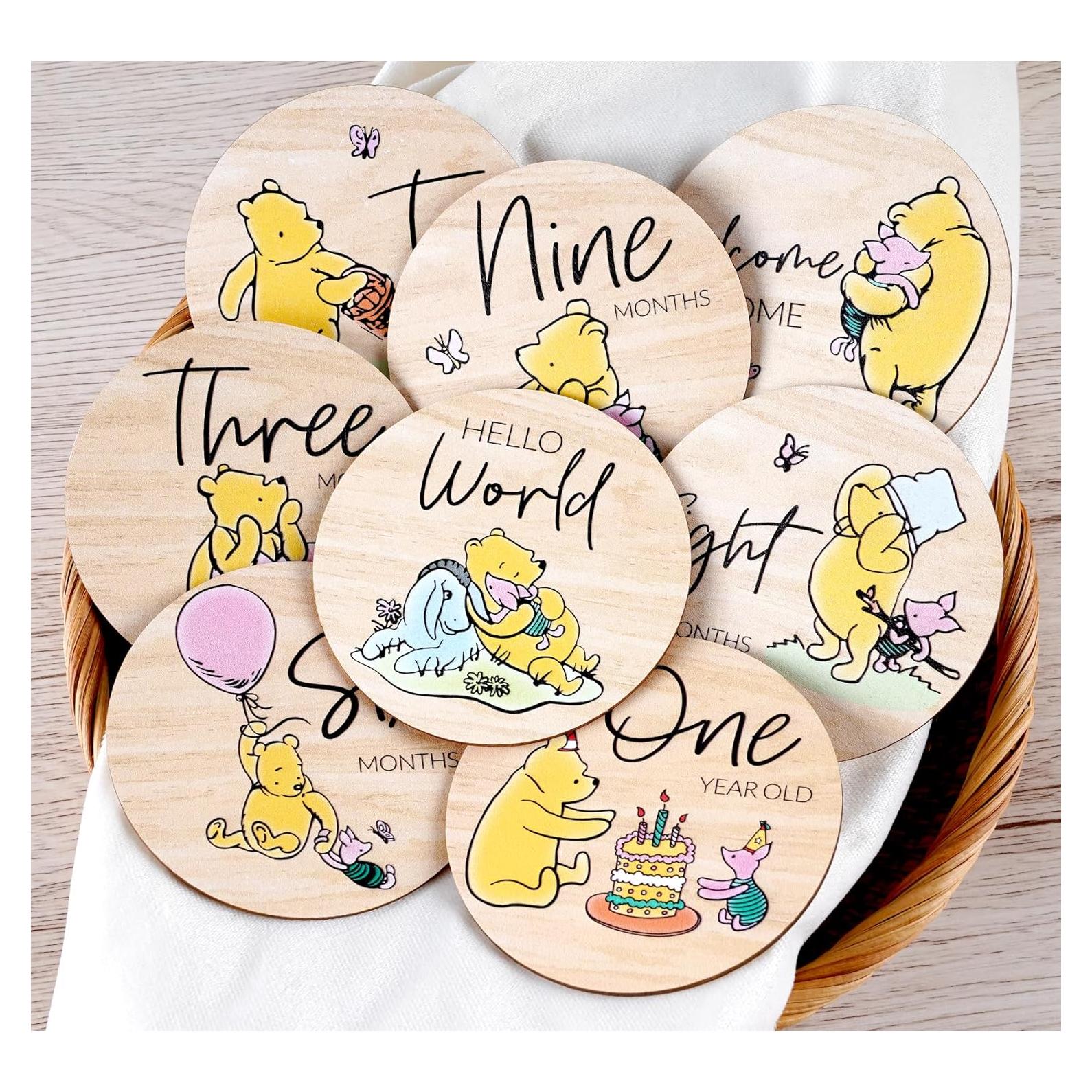 Tarjetas de Hitos de Madera Winnie the Pooh - 8 Piezas
