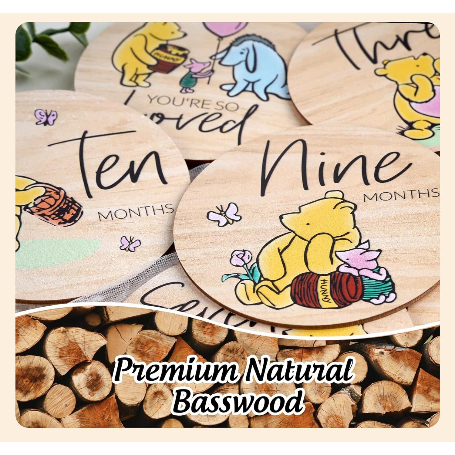 Tarjetas de Hitos de Madera Winnie the Pooh - 8 Piezas