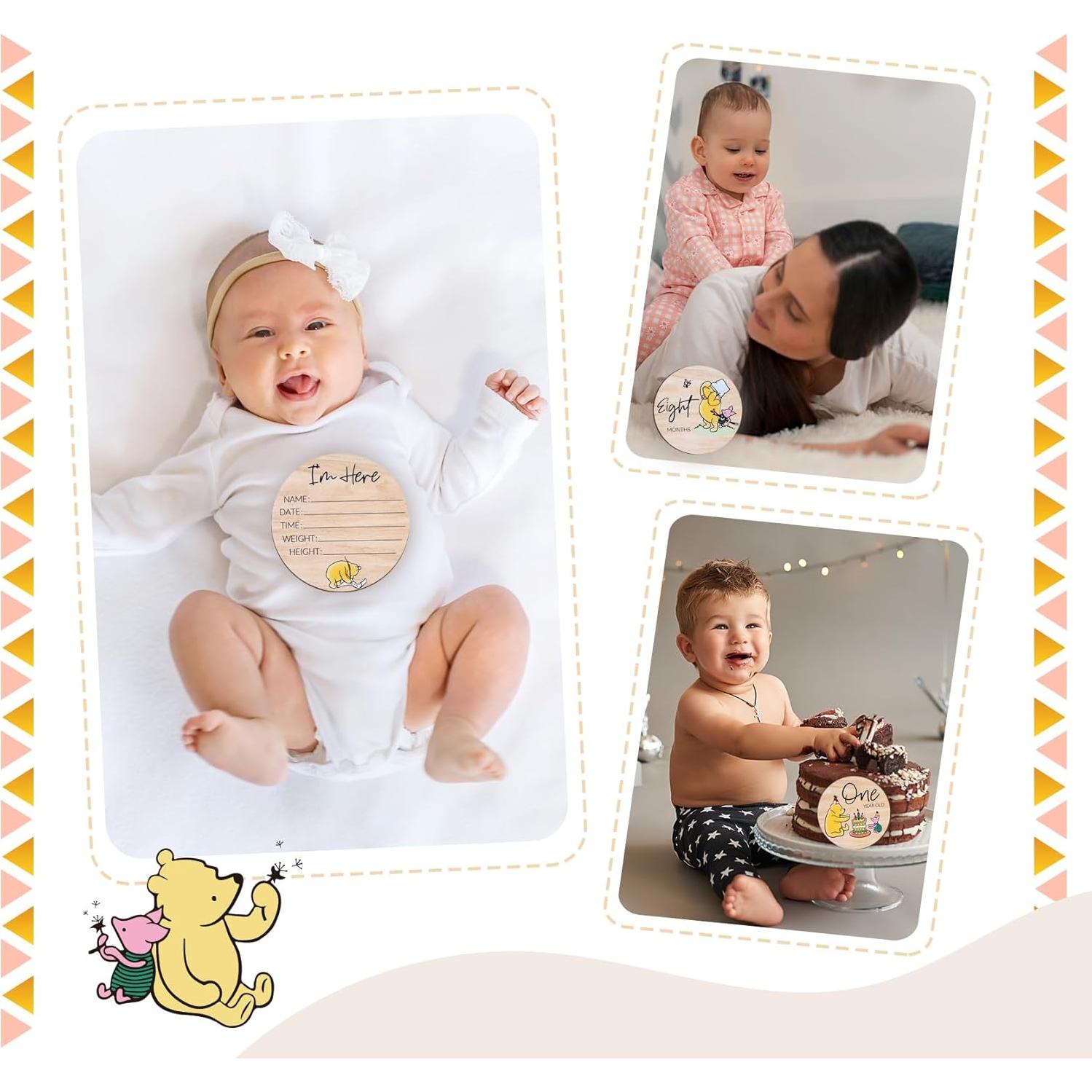 Tarjetas de Hitos de Madera Winnie the Pooh - 8 Piezas