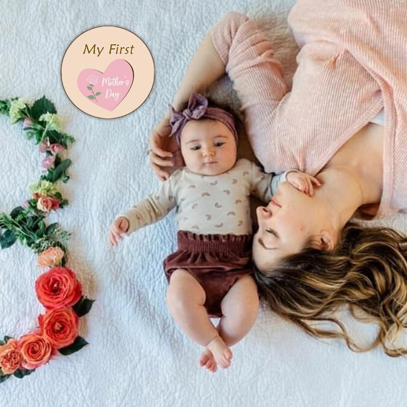 Discos Mensuales de Hitos para Bebés Rosa - Madera Ecológica