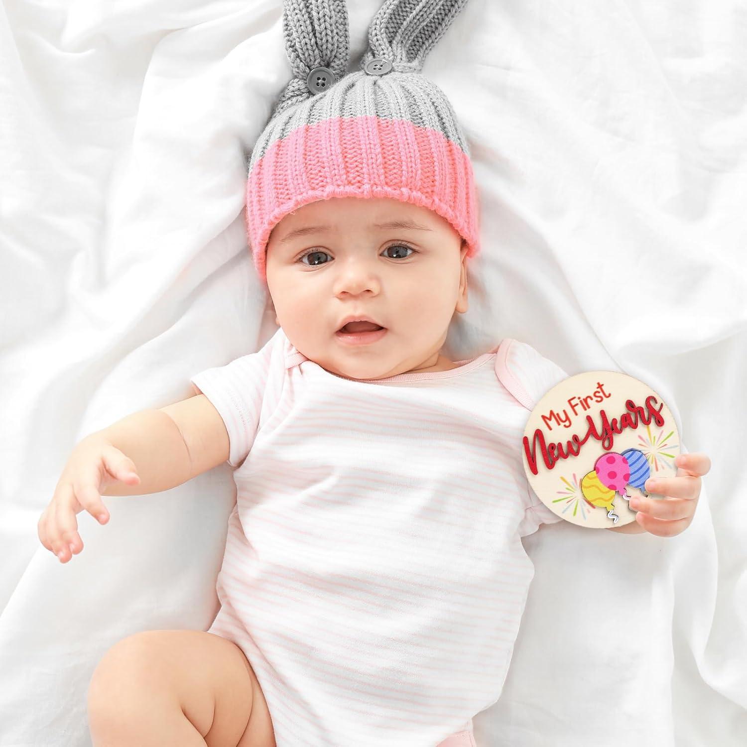 12 Tarjetas de Hitos para Bebés FYSUIMU Doble Capa Madera