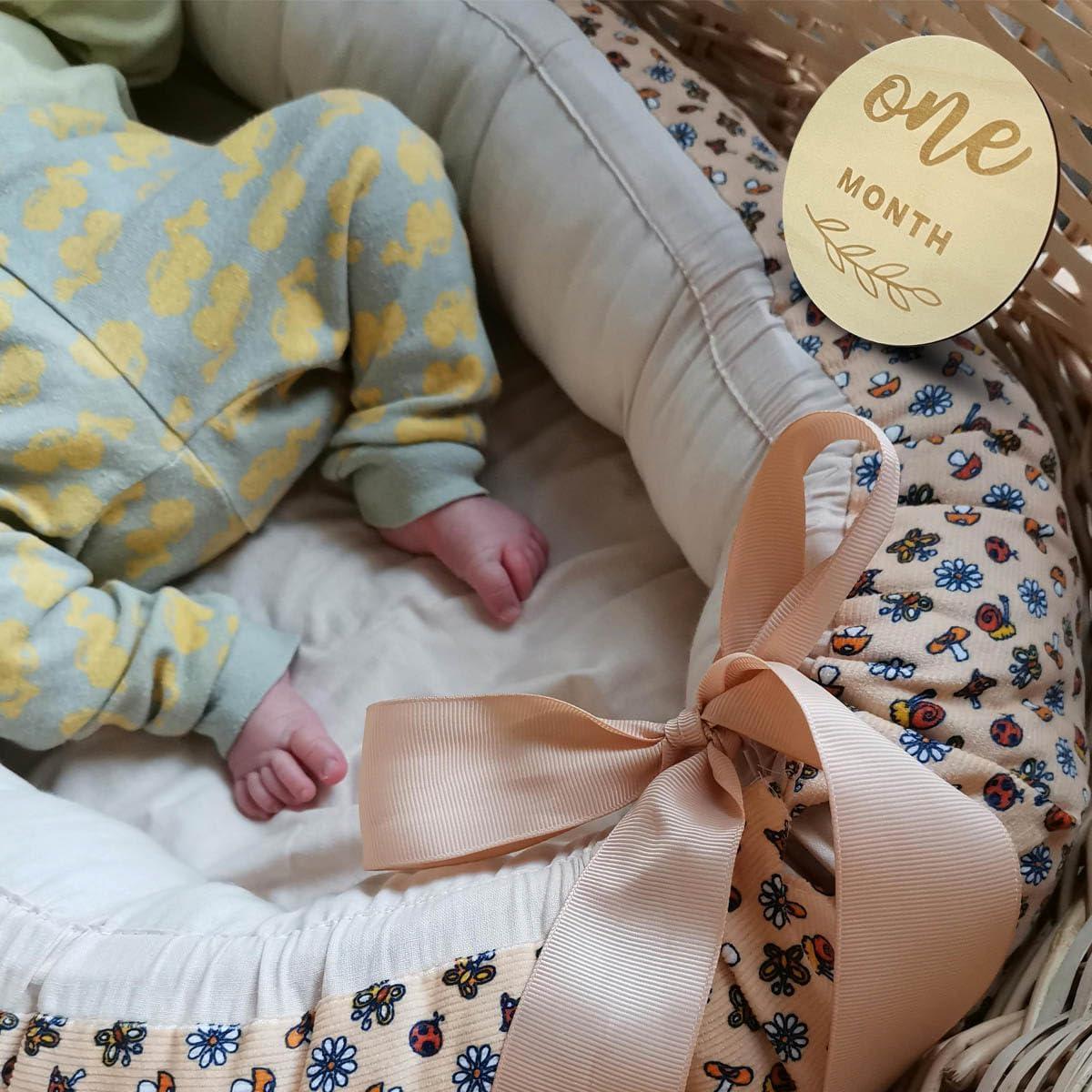 12 Tarjetas de Hitos Mensuales de Madera para Bebé - Recuerdos