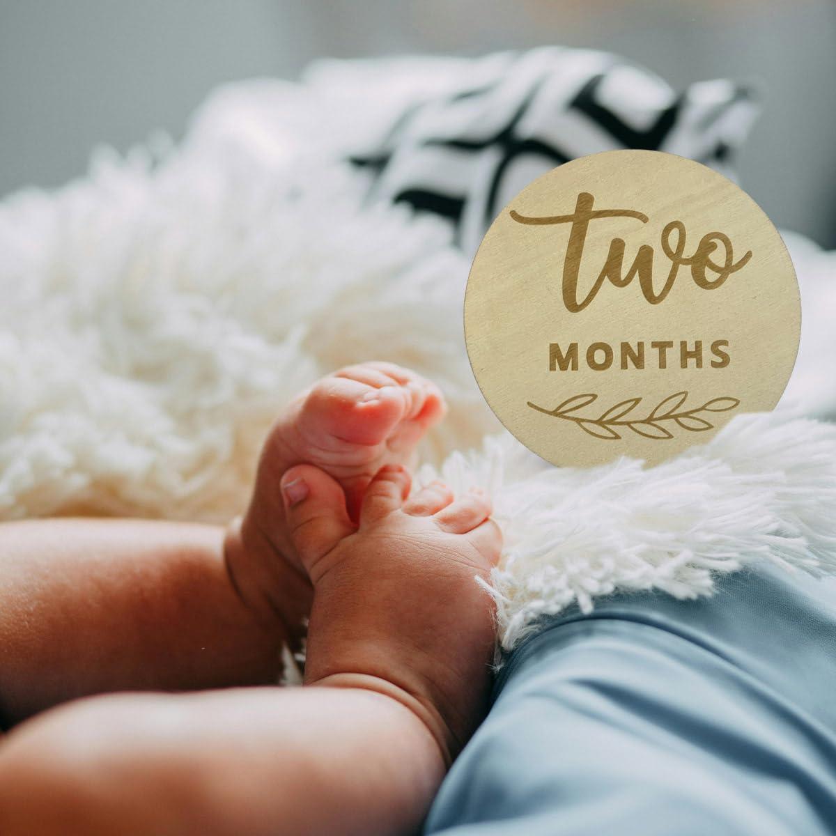 12 Tarjetas de Hitos Mensuales de Madera para Bebé - Recuerdos