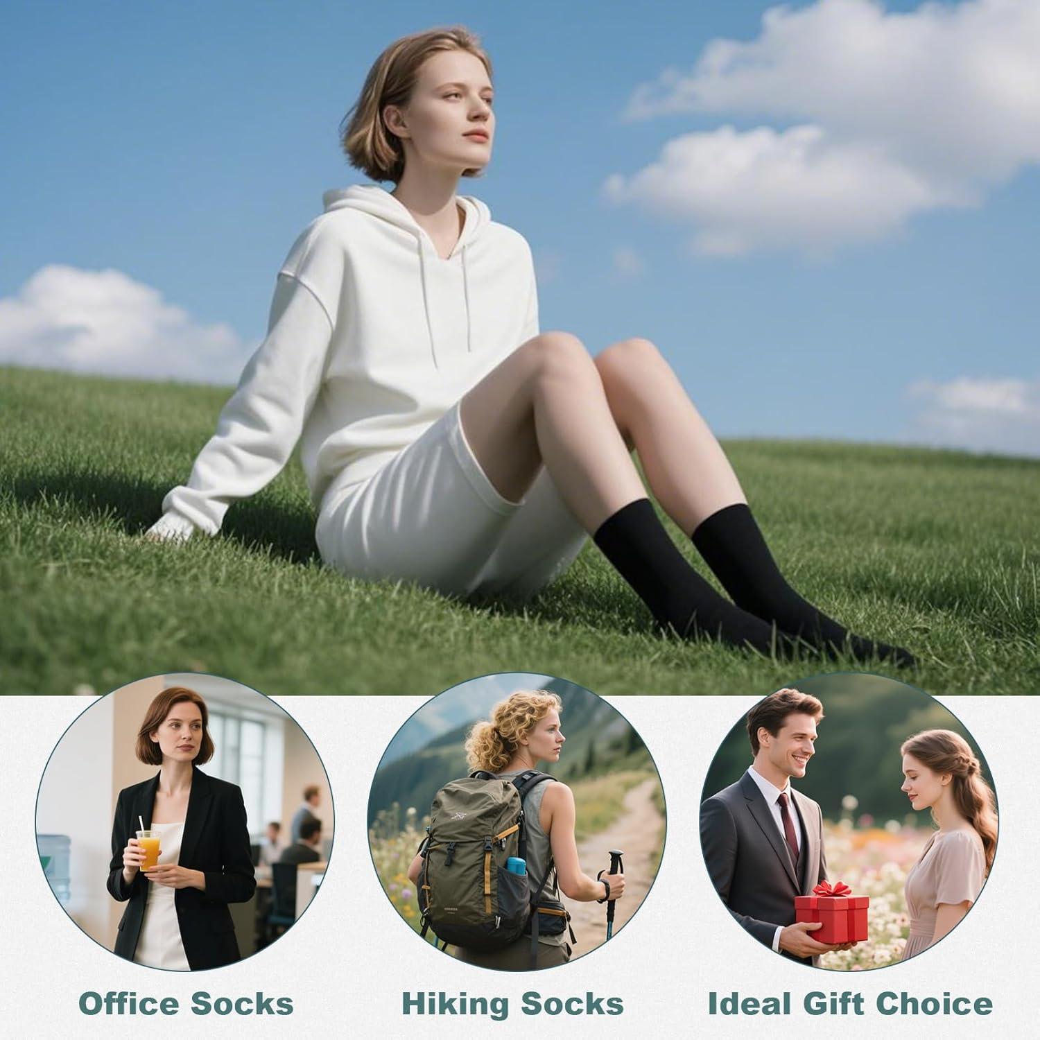 Calcetines de Lana Merino BISOUSOX para Mujeres - 3 Pares Negros