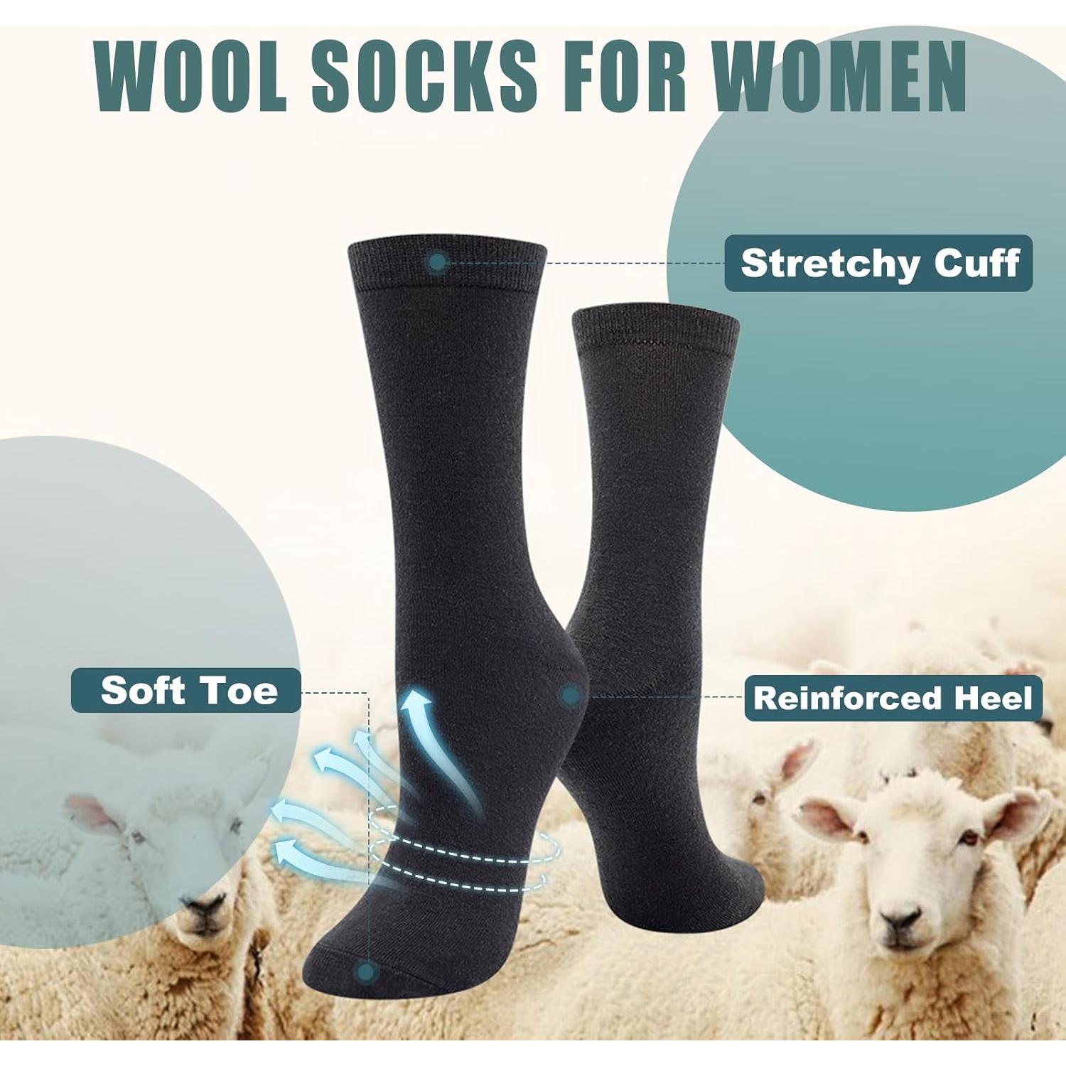 Calcetines de Lana Merino BISOUSOX para Mujeres - 3 Pares Negros