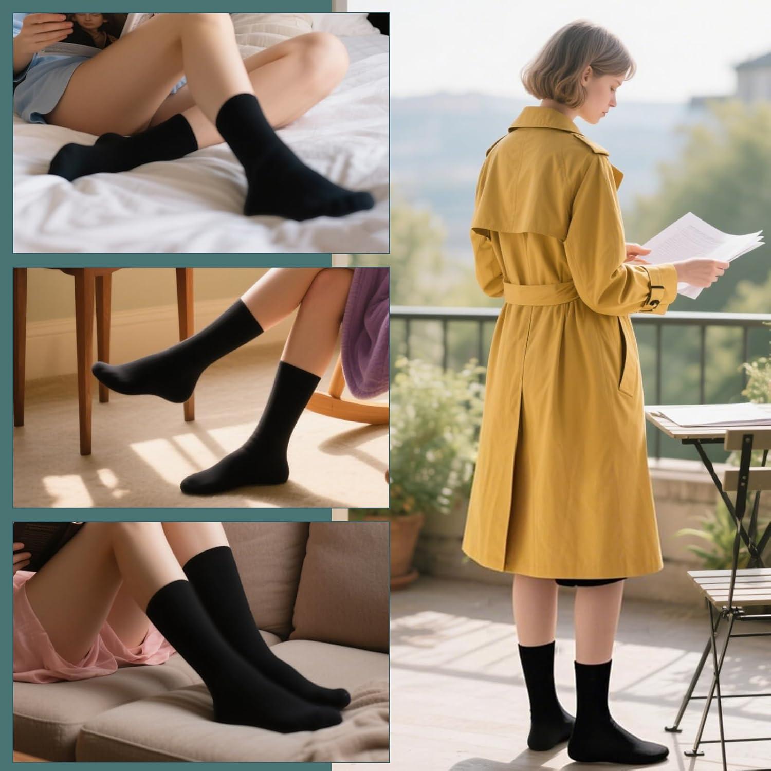 Calcetines de Lana Merino BISOUSOX para Mujeres - 3 Pares Negros
