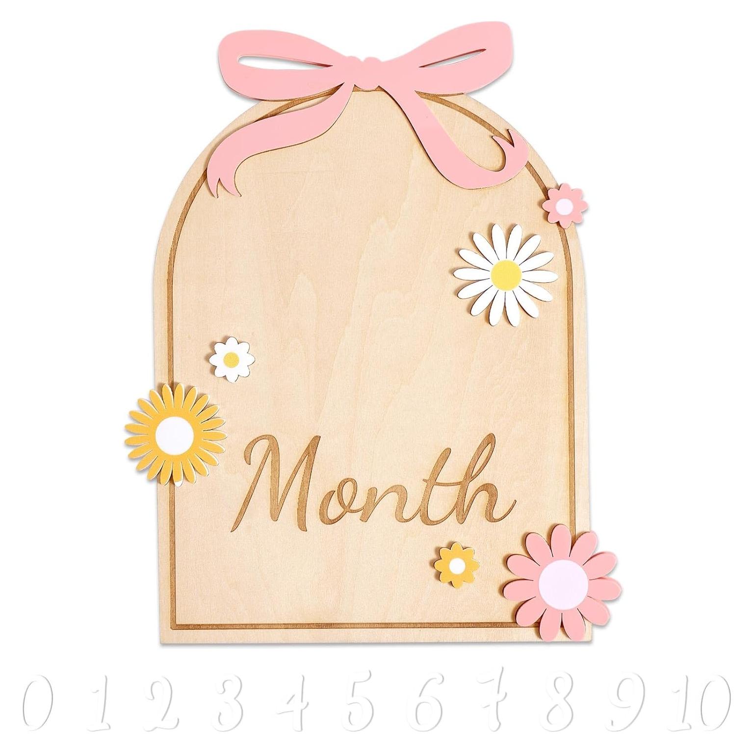 Tarjeta de Hitos Mensuales para Bebés de Madera - 11 Números