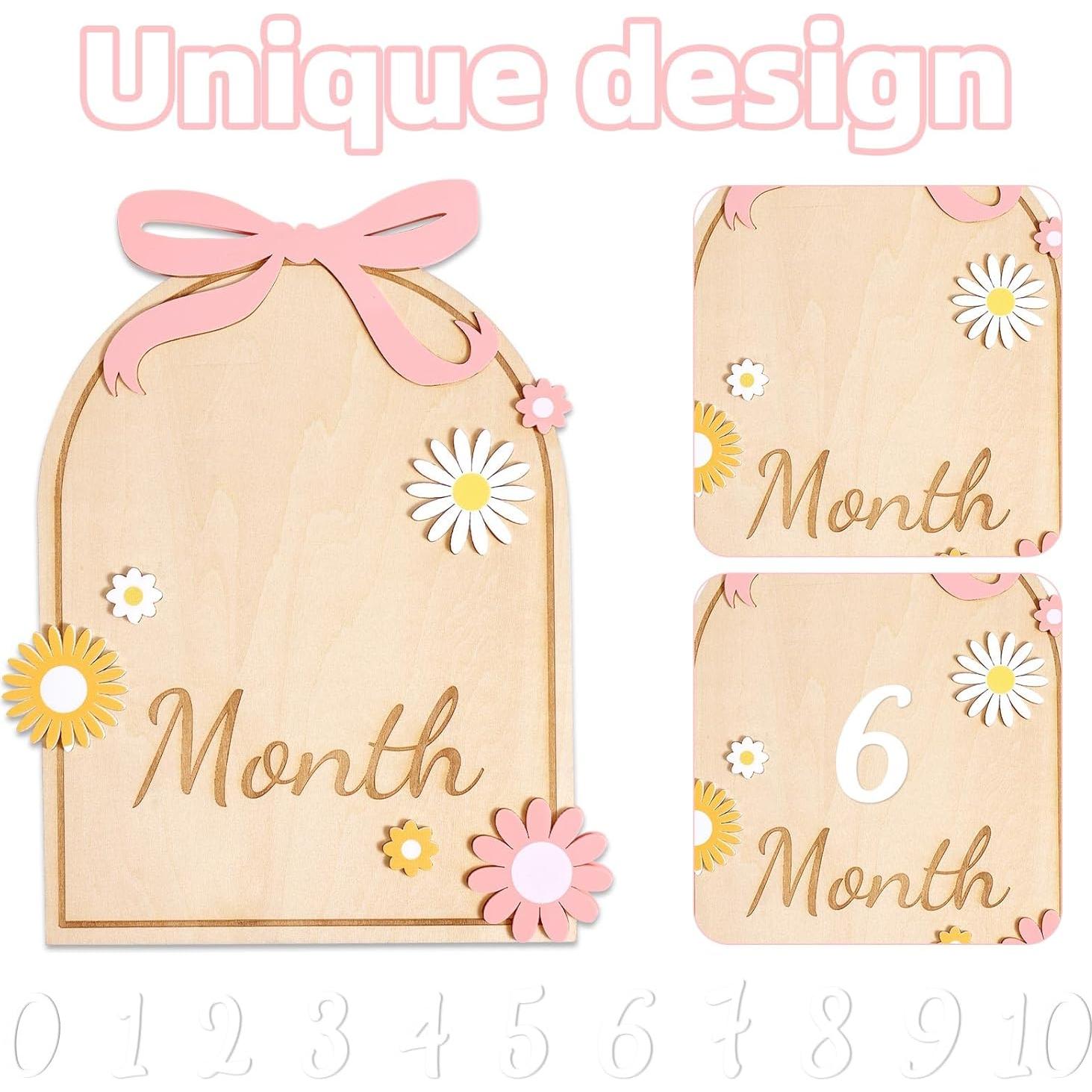 Tarjeta de Hitos Mensuales para Bebés de Madera - 11 Números