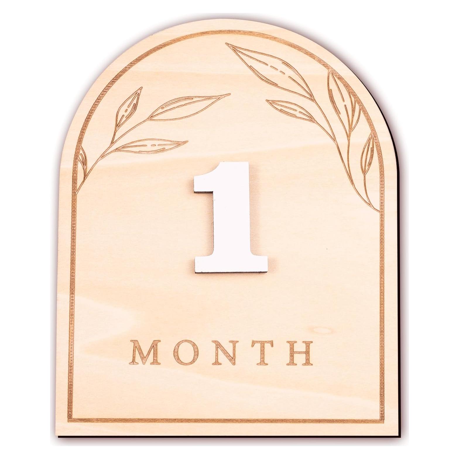 Discos de Hitos Mensuales de Madera OENIZI - 12 Meses Bebé