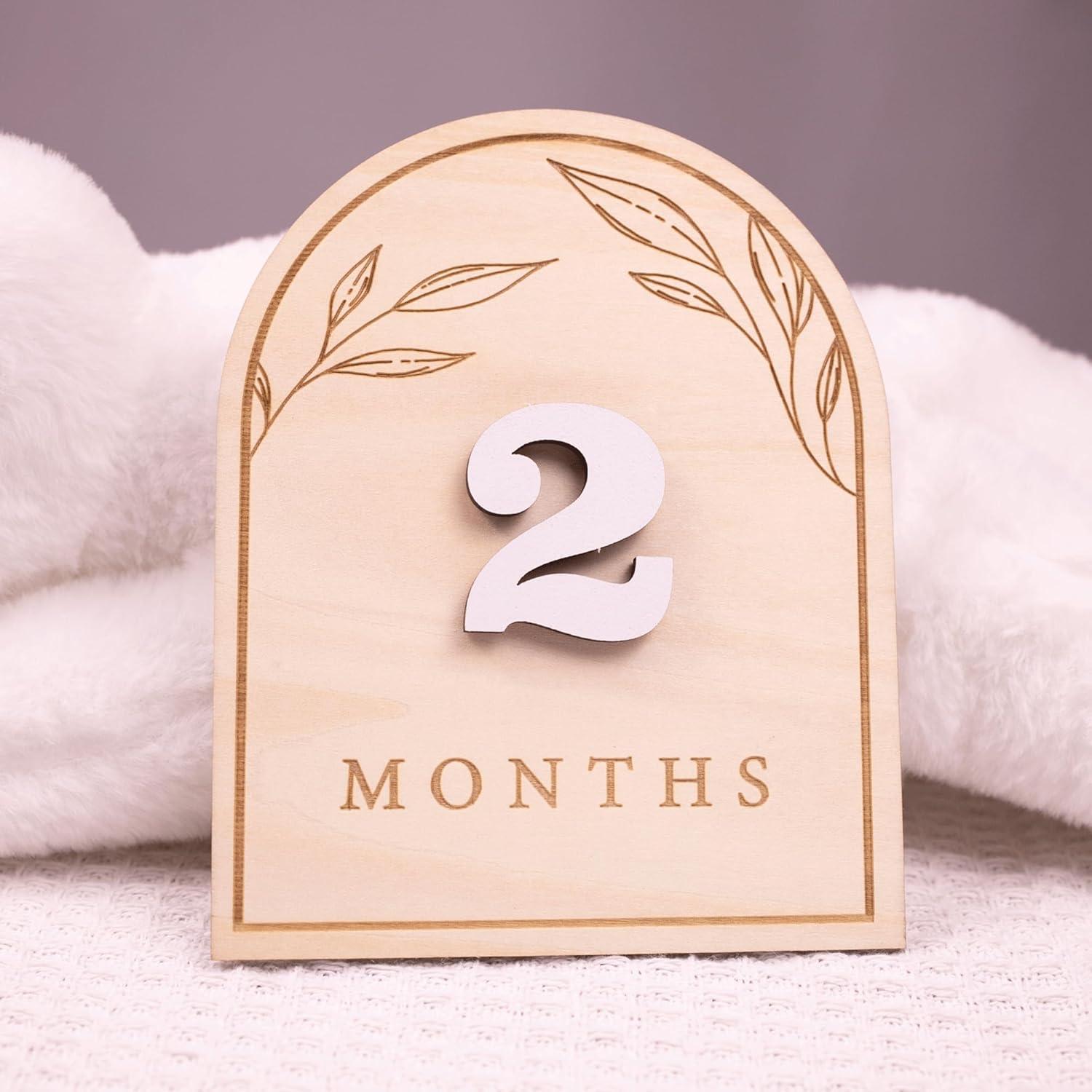 Discos de Hitos Mensuales de Madera OENIZI - 12 Meses Bebé