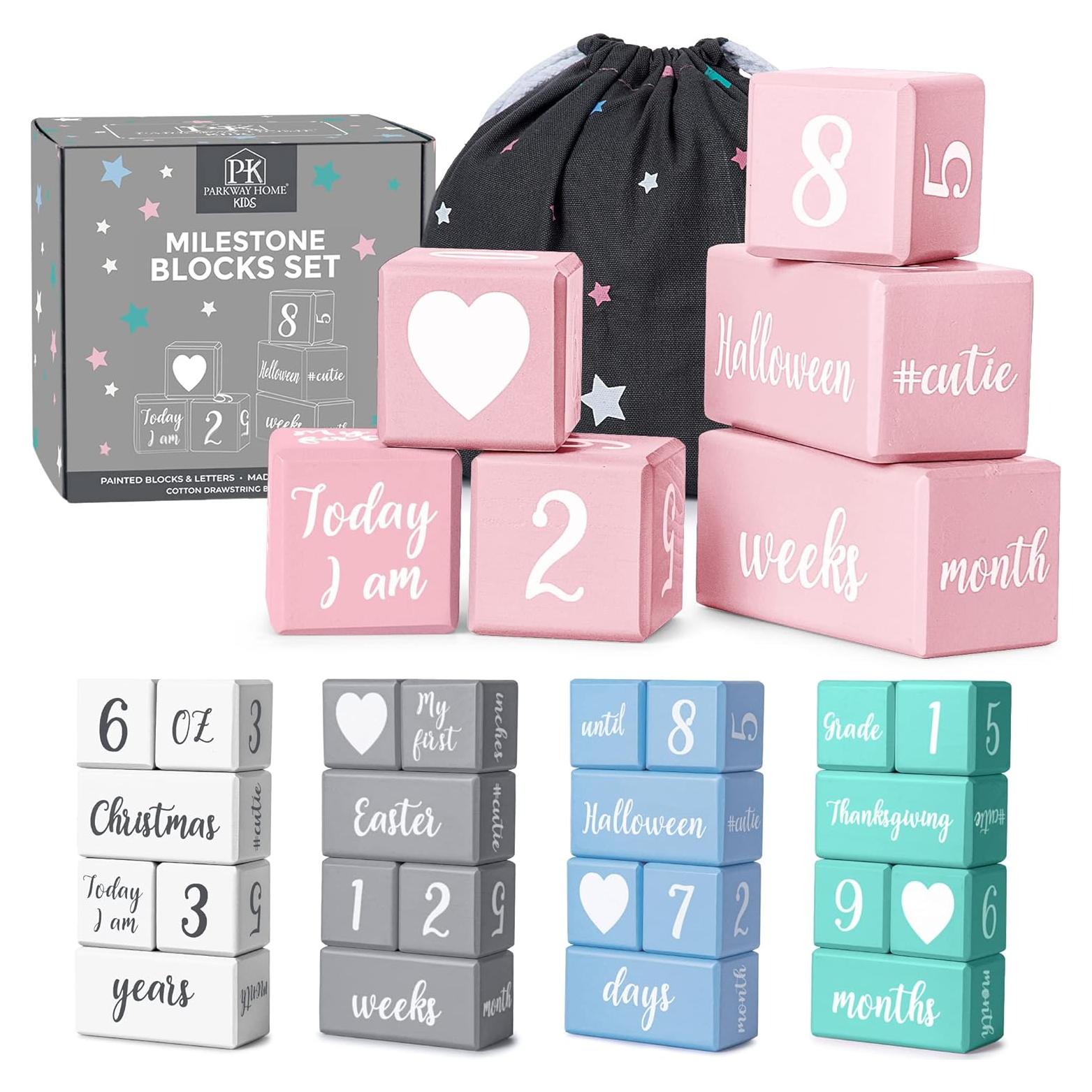 Bloques de Hitos Mensuales para Bebés Parkway Home Rosa