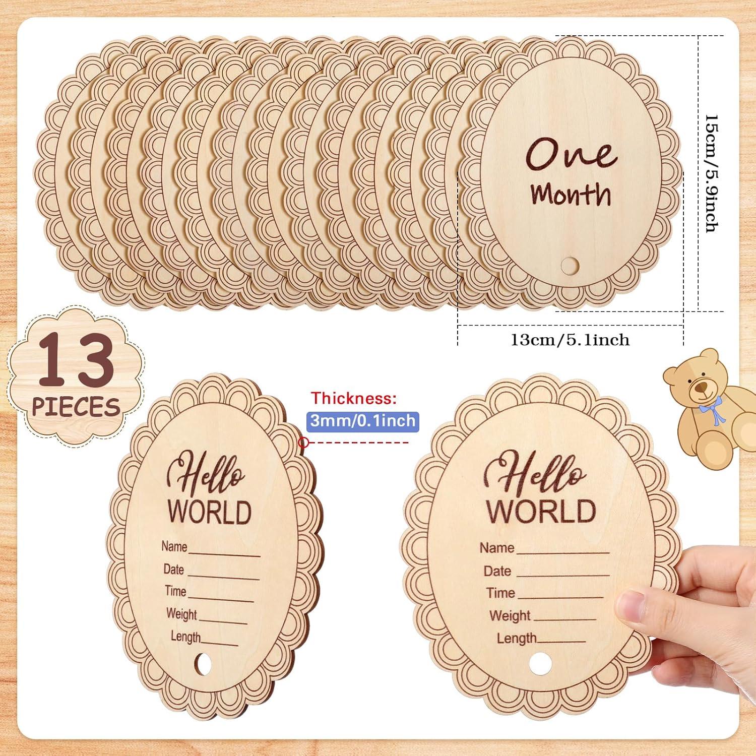 Discos de Hitos Mensuales para Bebés Madera 14 Pcs Azul