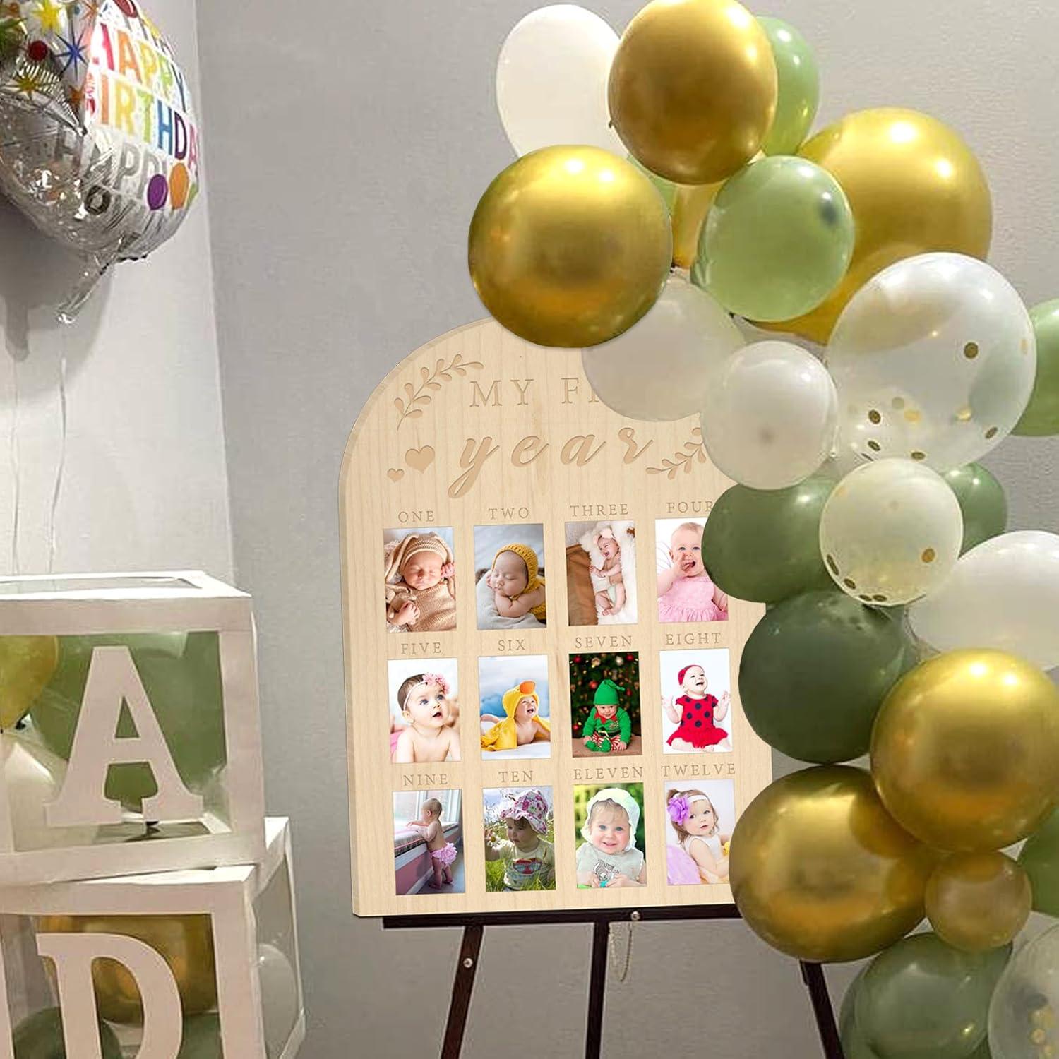 Marco de Fotos de Madera Hongpar para Primer Año Bebé