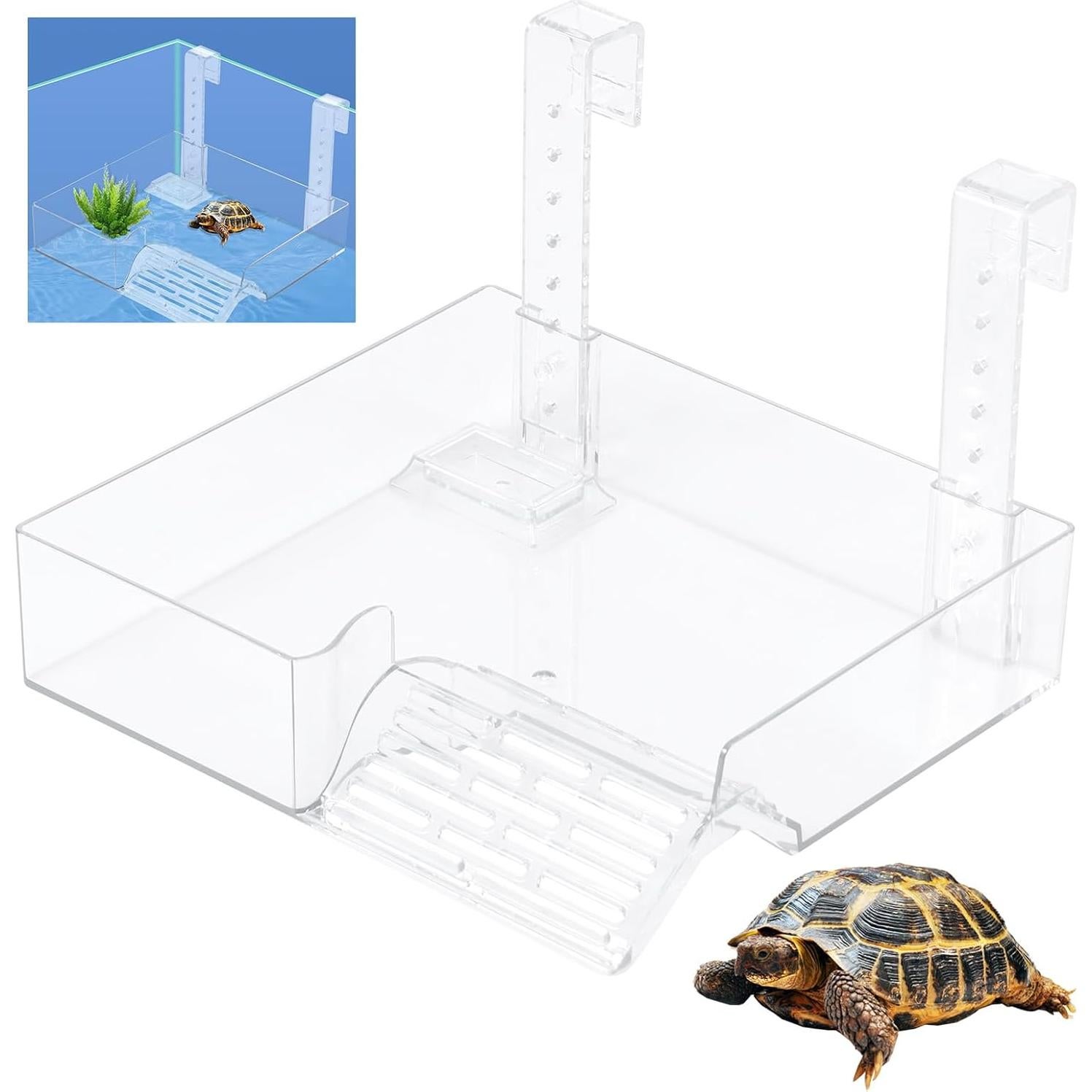 Plataforma de Sol para Tortugas Acrílico Ajustable 22.5x21 cm